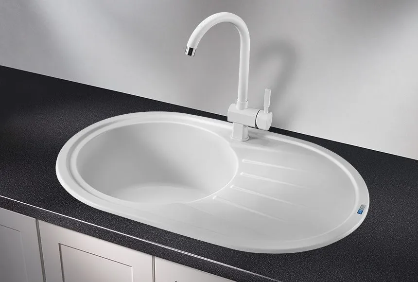 7601, БЕЛЫЙ, кухонная мойка, СтандАРТ кварц