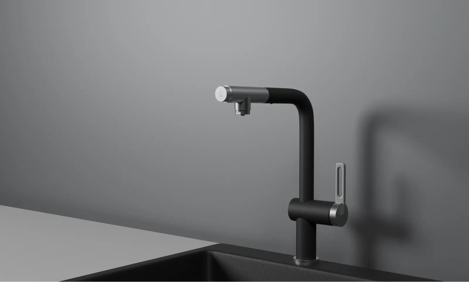 GR-8169, ШВАРЦ, СМЕСИТЕЛЬ КУХОННЫЙ С ВЫДВИЖНЫМ ИЗЛИВОМ