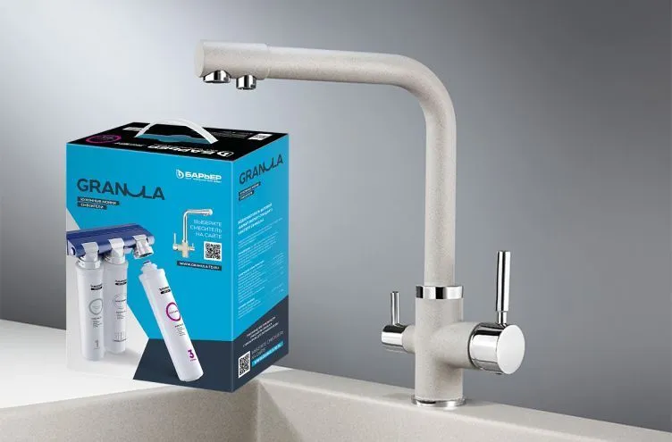 Комплект кухонный смеситель Granula 2015 Базальт + Фильтр Granula