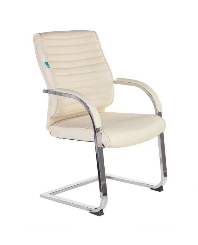Кресло Бюрократ T-8010-LOW-V слоновая кость экокожа низк.спин. полозья металл хром