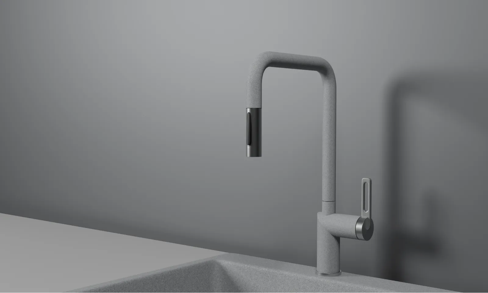 GR-8173, БАЗАЛЬТ, СМЕСИТЕЛЬ КУХОННЫЙ С ВЫДВИЖНЫМ ИЗЛИВОМ