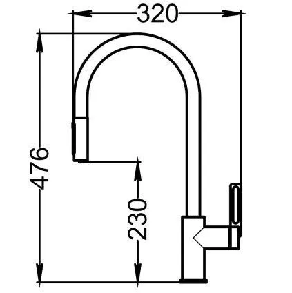 GR-8168, БАЗАЛЬТ, СМЕСИТЕЛЬ КУХОННЫЙ С ВЫДВИЖНЫМ ИЗЛИВОМ