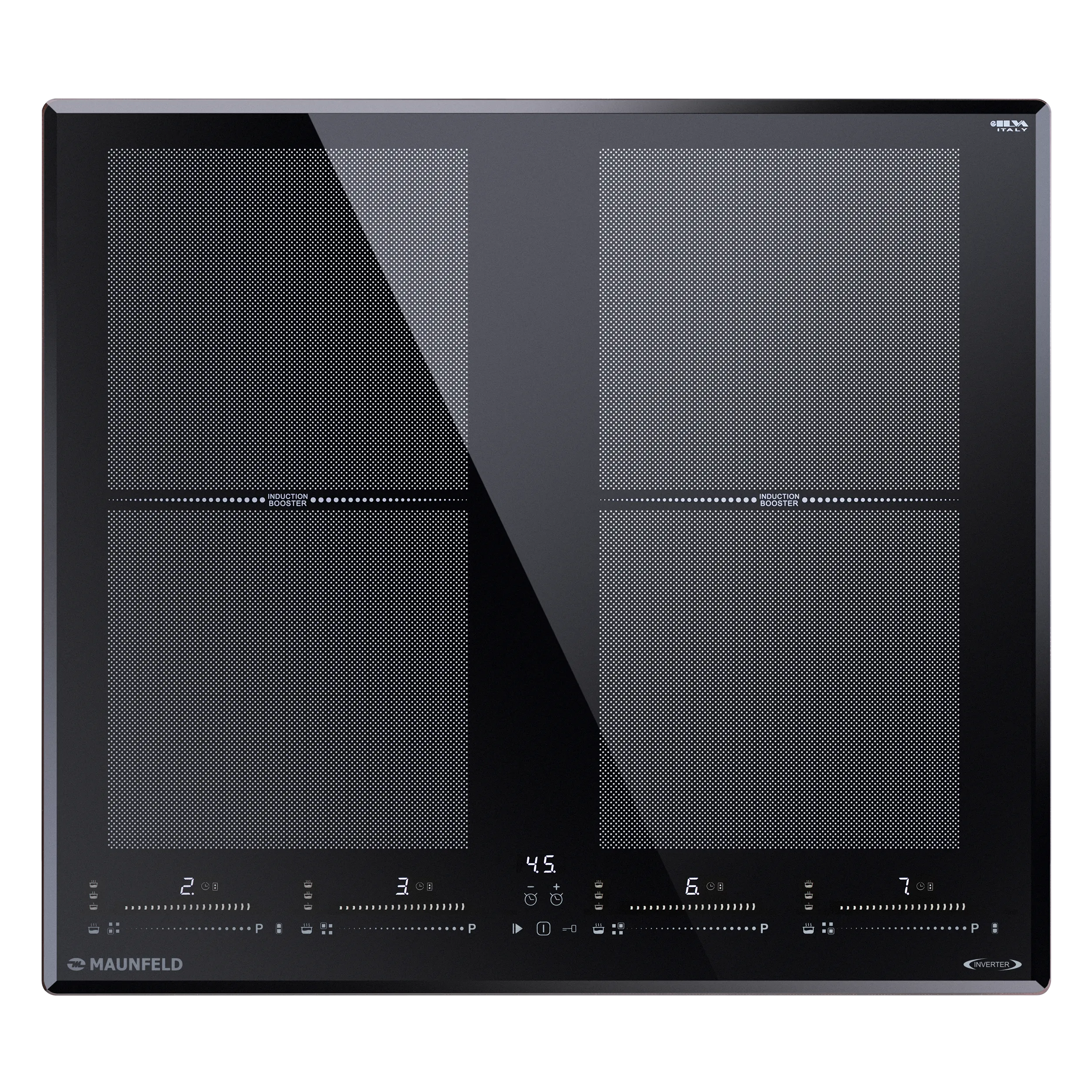 Индукционная варочная панель с двумя Flex Zone и Booster MAUNFELD CVI594SF2 LUX Inverter Черный