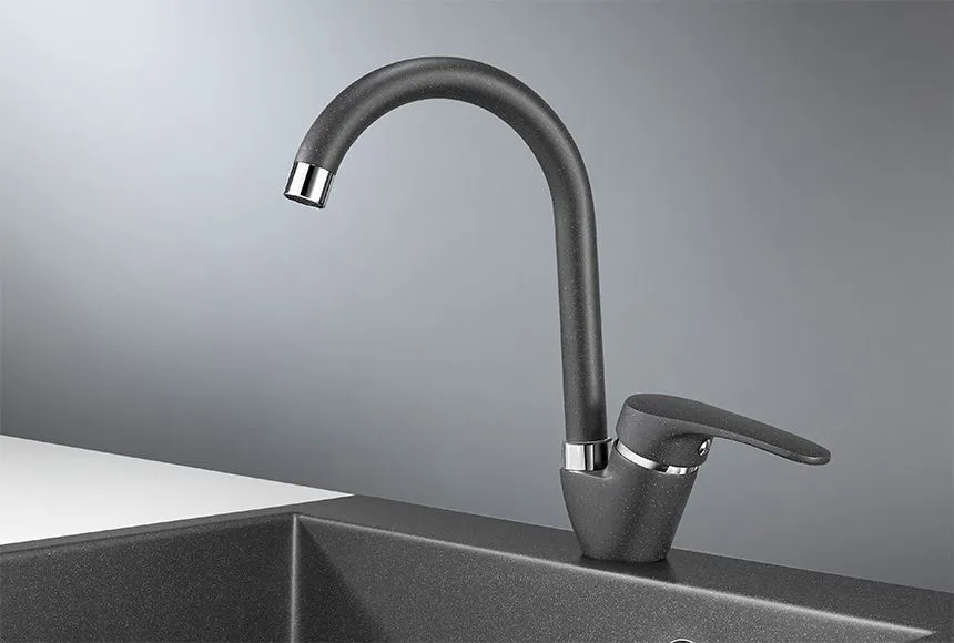 1024, ГРАФИТ (ЧЁРНО-СЕРЫЙ), СМЕСИТЕЛЬ КУХОННЫЙ