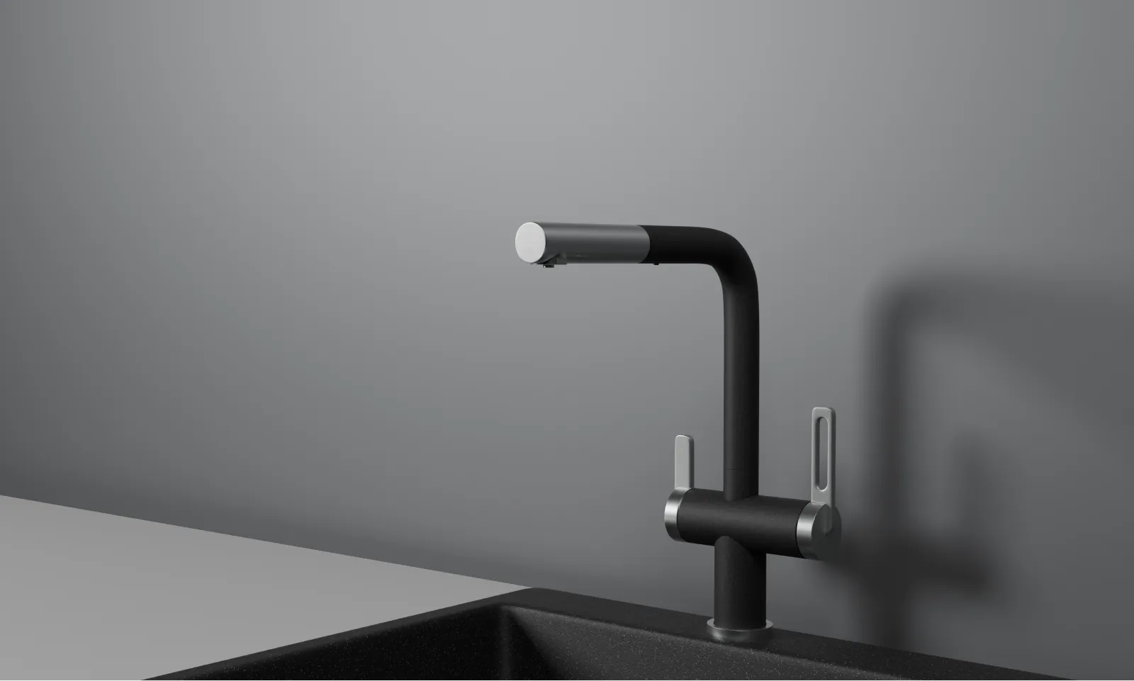 GR-8170, ЧЕРНЫЙ, СМЕСИТЕЛЬ КУХОННЫЙ С ВЫДВИЖНЫМ ИЗЛИВОМ