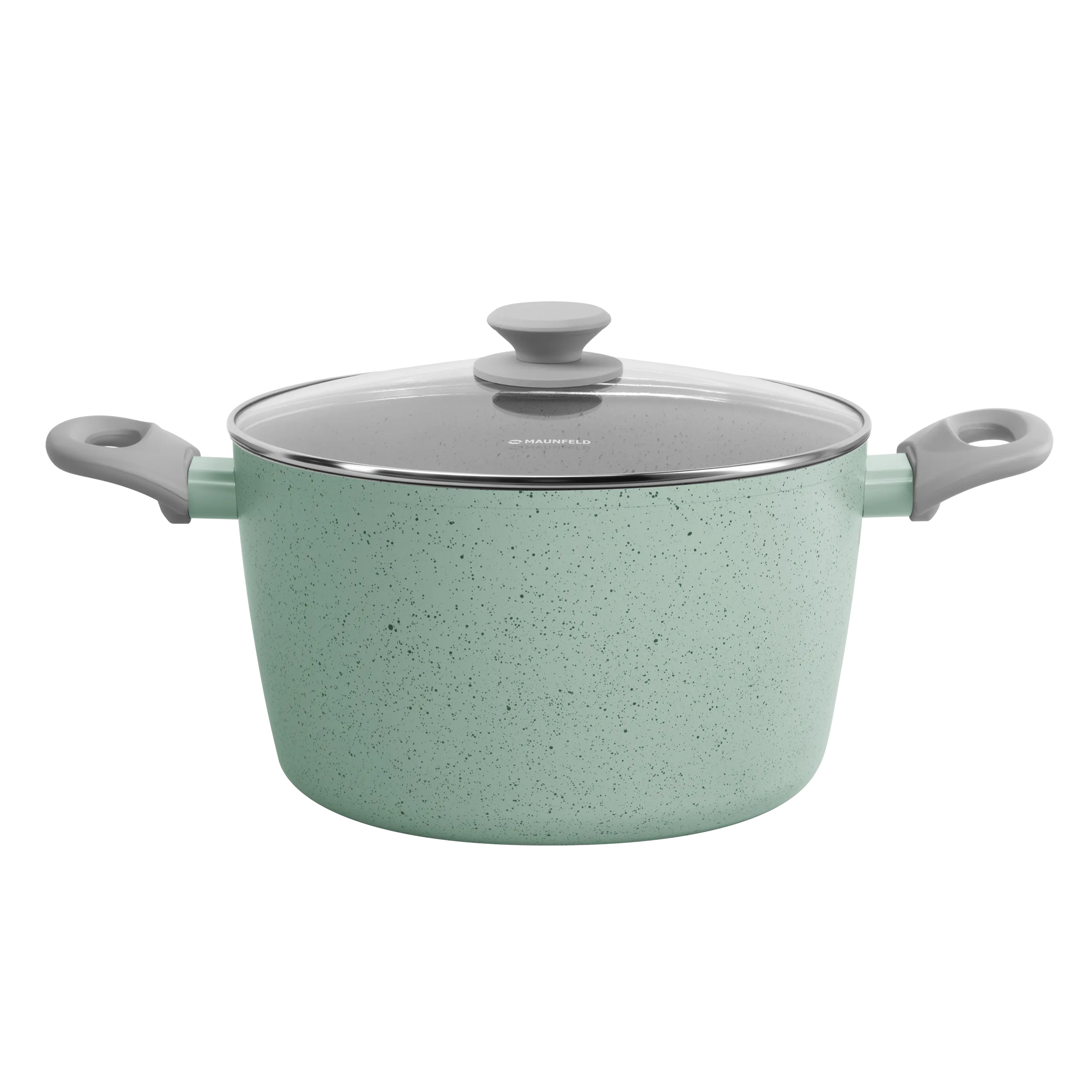 Кастрюля MAUNFELD HELGA MCS57FA05FS из кованого алюминия со стеклянной крышкой, 24 см, 5,7 л. Фисташковый