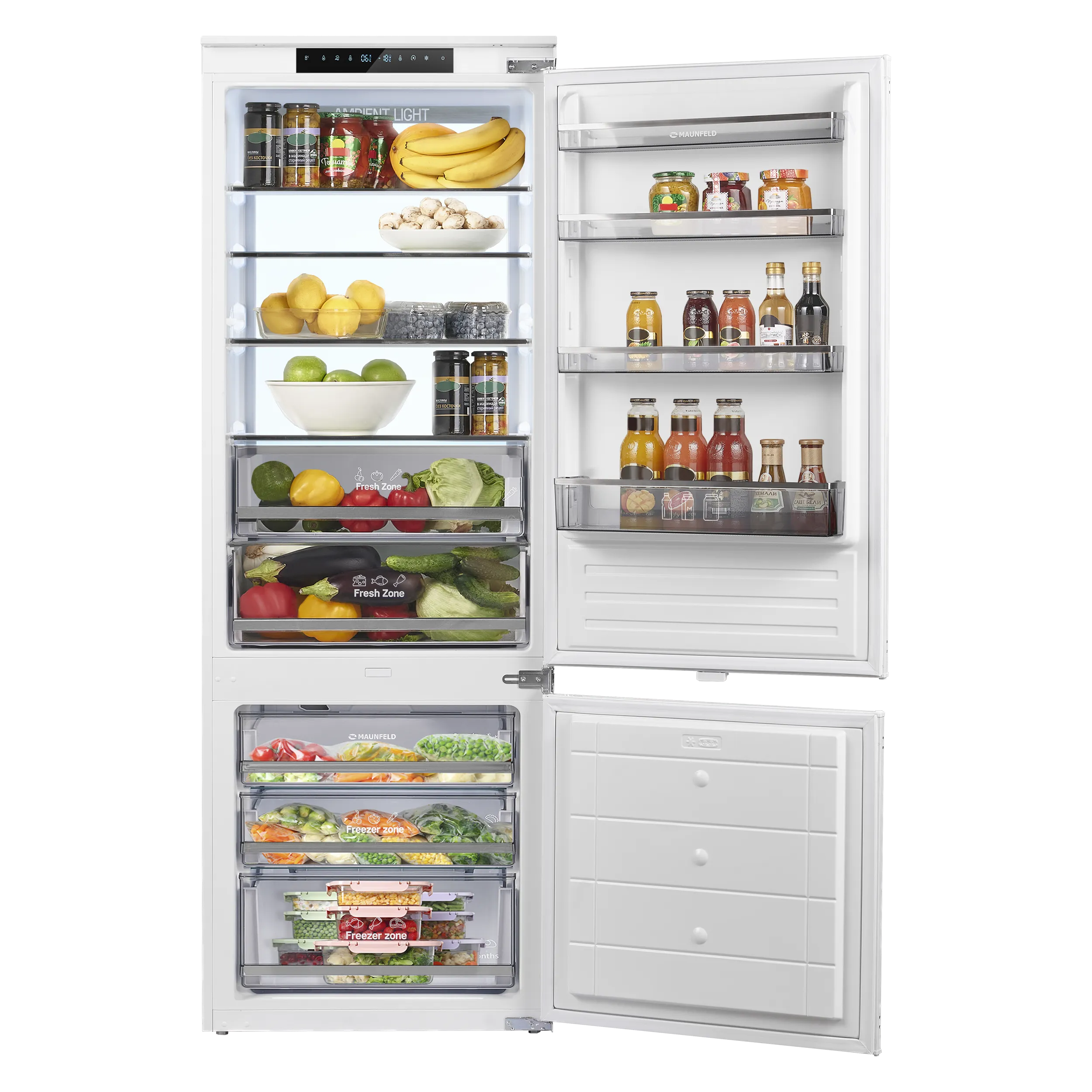 Встраиваемый холодильник NO FROST с инвертором MAUNFELD MBF19369NFWGR LUX Inverter Белый
