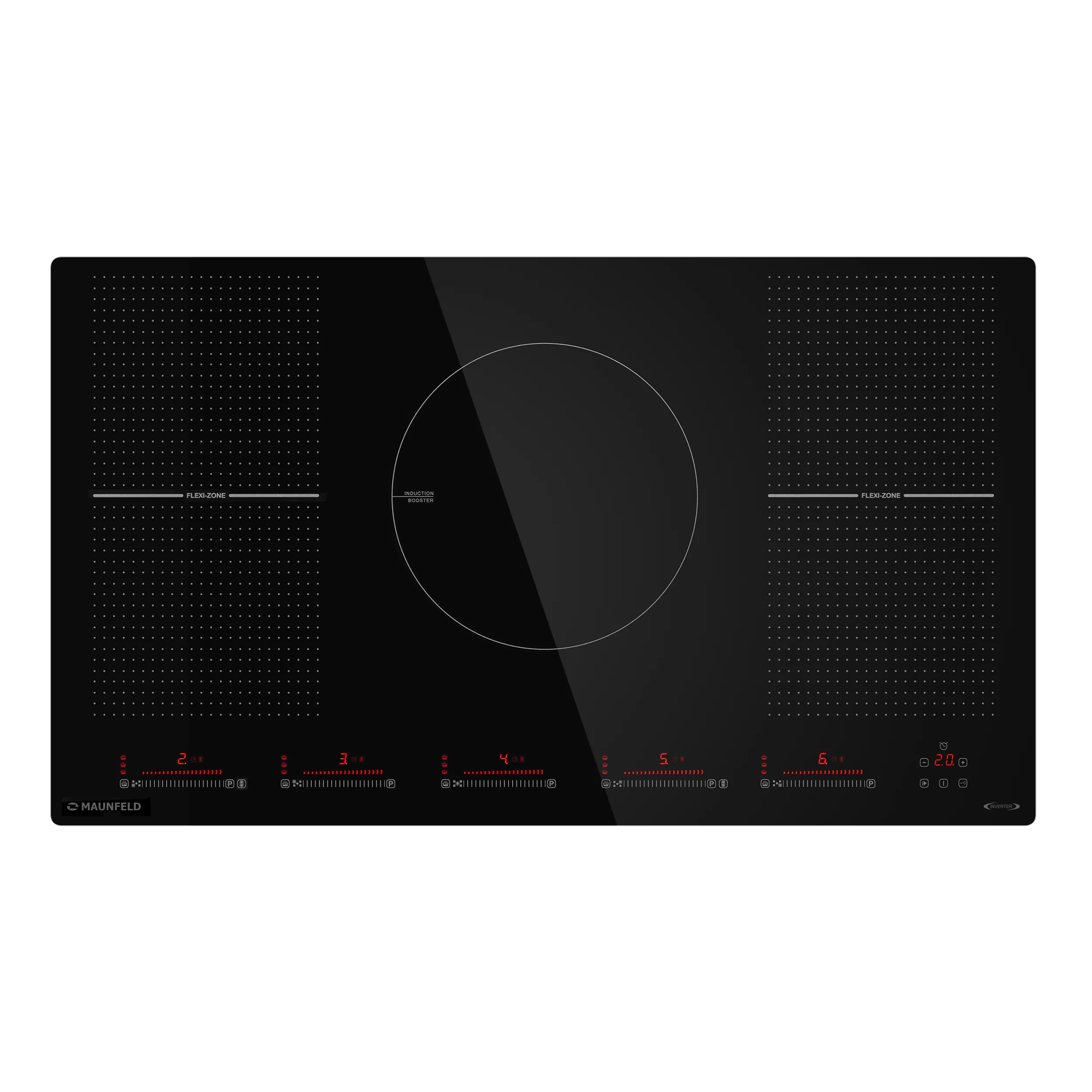 Индукционная варочная панель с двумя Flex Zone и Booster MAUNFELD CVI905SFBK Inverter Черный