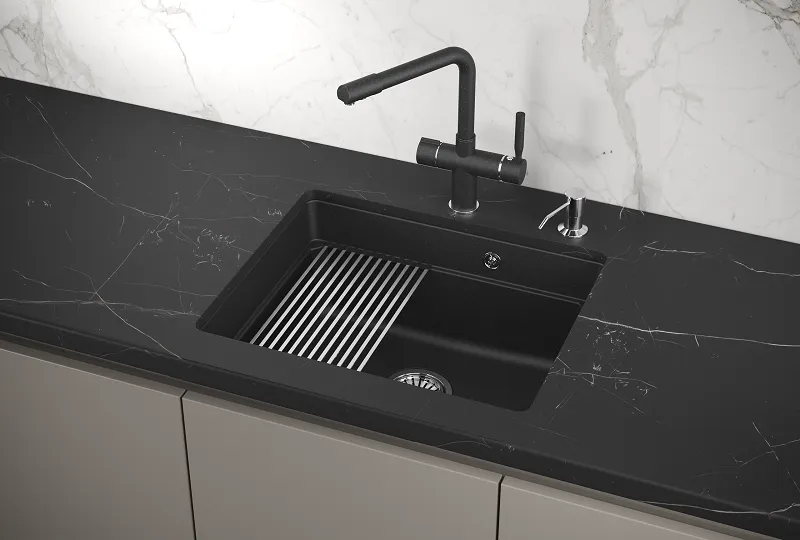 KS-5501U, ЧЁРНЫЙ, кухонная мойка, кварц