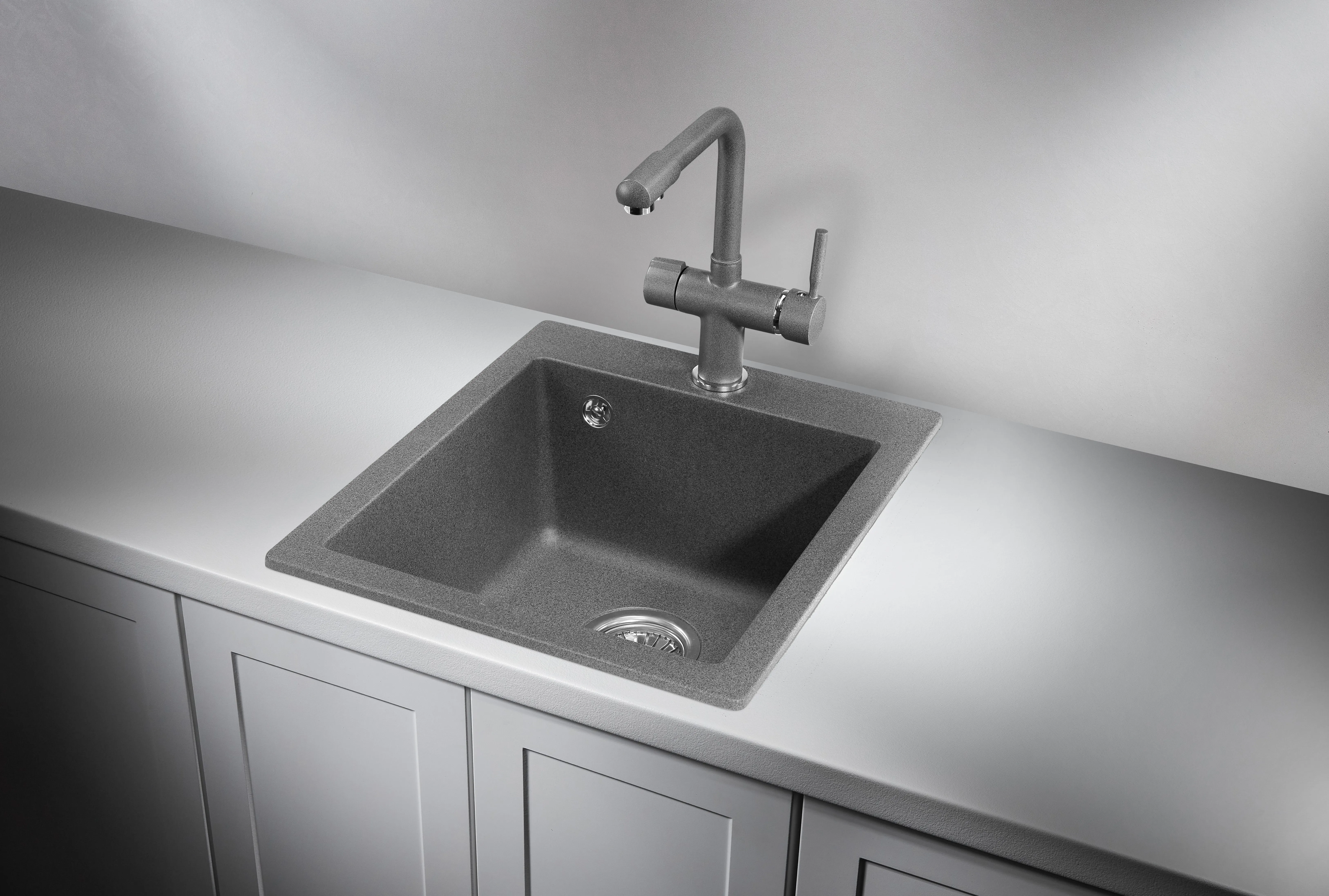 4201, ГРАФИТ (ЧЁРНО-СЕРЫЙ), кухонная мойка, кварц