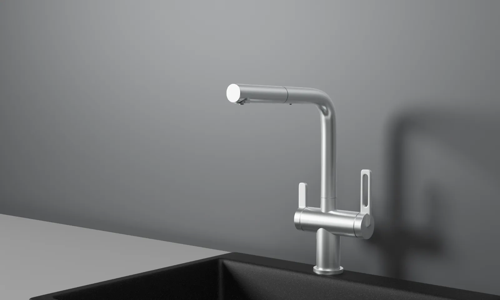 GR-8170, НЕРЖ, СМЕСИТЕЛЬ КУХОННЫЙ С ВЫДВИЖНЫМ ИЗЛИВОМ