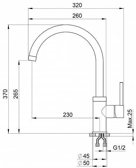 2125, ТУРМАЛИН, СМЕСИТЕЛЬ КУХОННЫЙ
