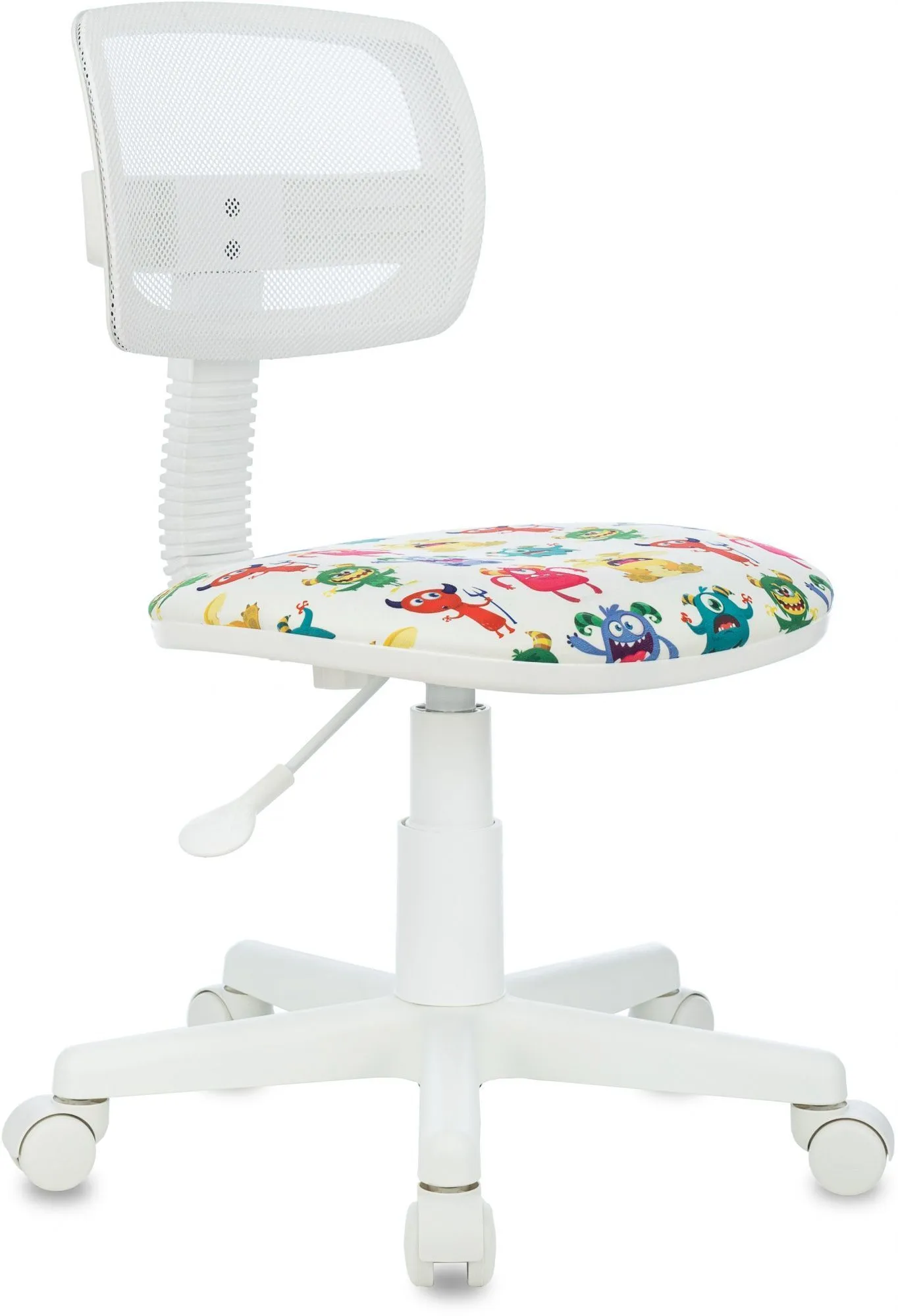 Кресло детское Бюрократ CH-W299 белый TW-15 сиденье мультиколор монстры сетка/ткань крестов. пластик пластик белый