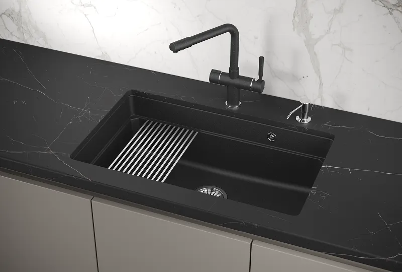 KS-7303U, ЧЁРНЫЙ  кухонная мойка, кварц