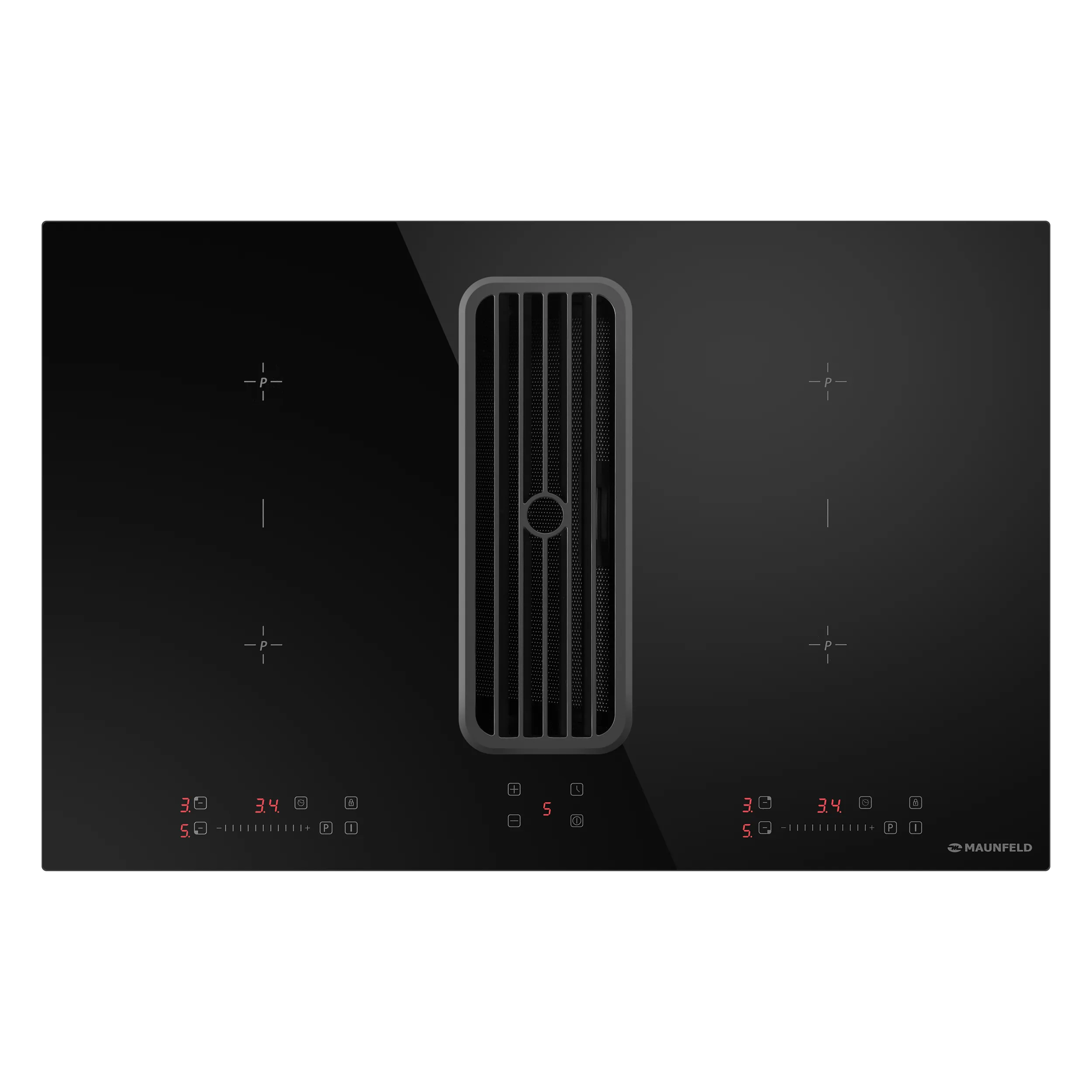 Индукционная варочная панель с интегрированной вытяжкой, объединением зон Bridge Induction MAUNFELD AVSI804SBH Черный