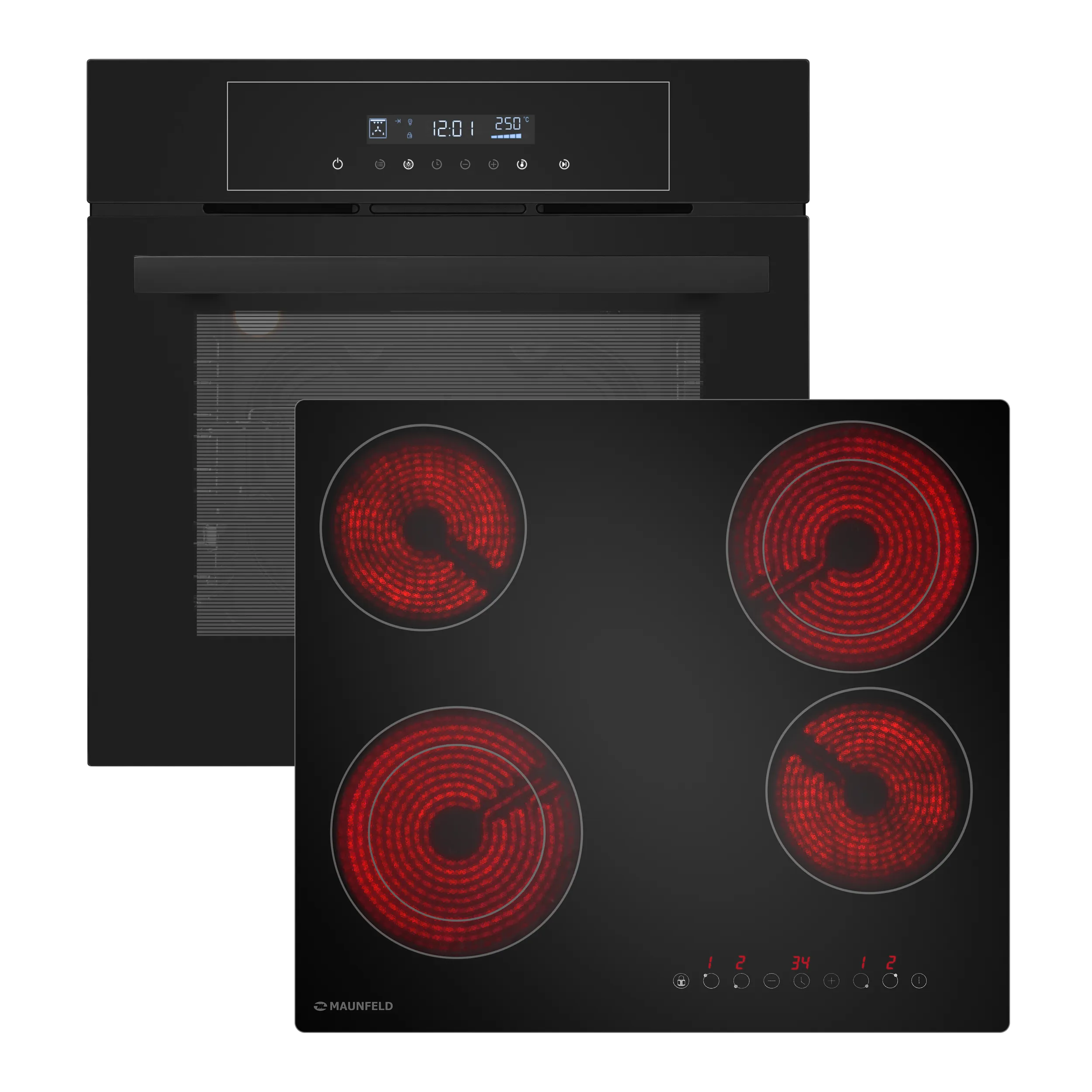 Комплект MAUNFELD Bergen (Духовой шкаф AEOD6063B - 1шт., Варочная панель AVCE594D2BK - 1шт.) Черный