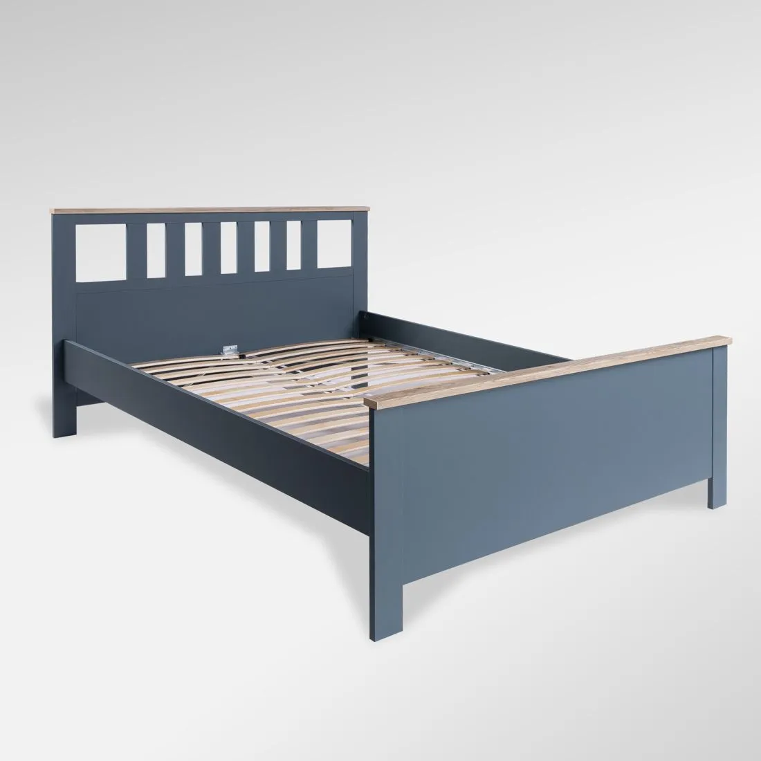 2.08.04.070.16 САГА кровать двойная 160х200 темно-бирюзовая/ясень