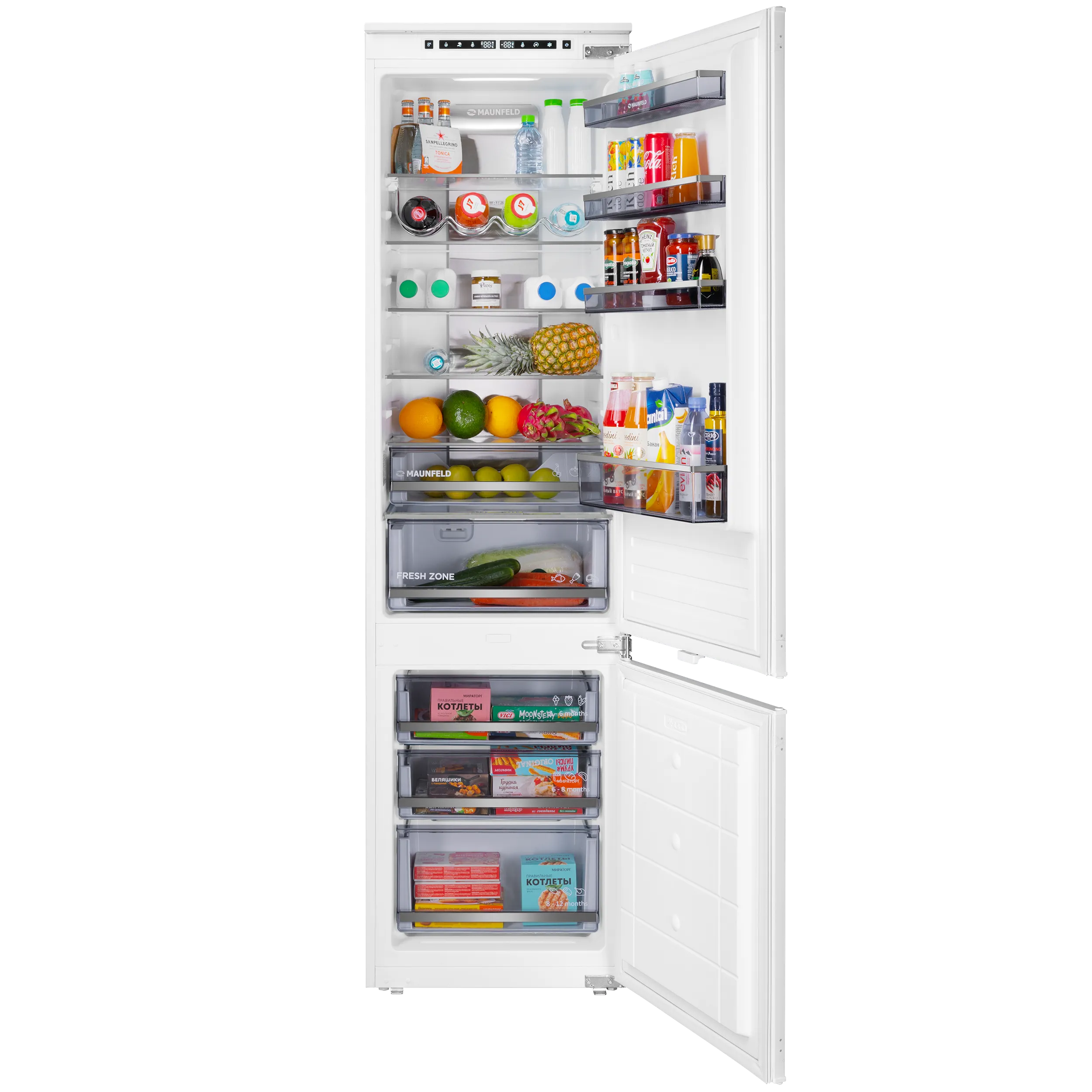 Холодильник встраиваемый с инвертором MAUNFELD MBF193NFWGR Белый