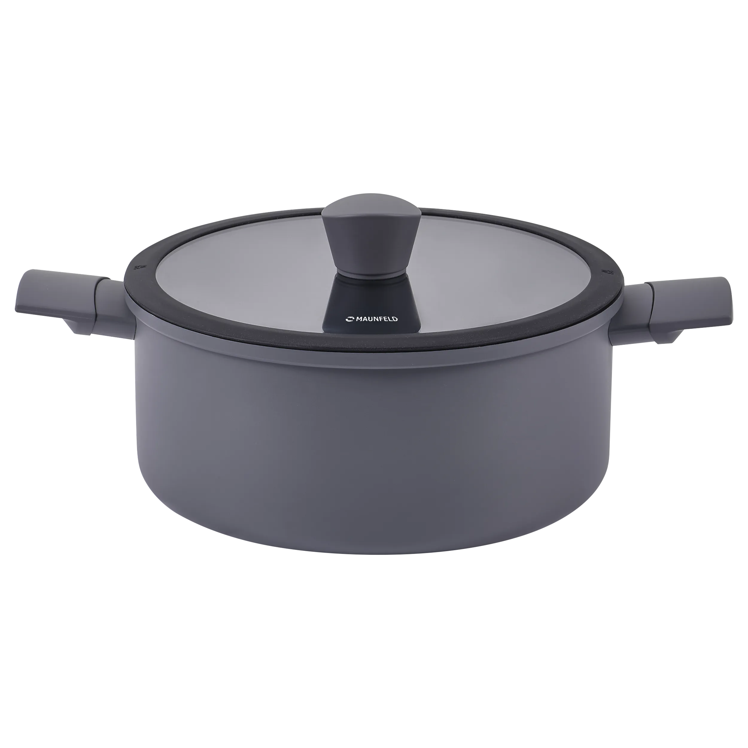 Кастрюля MAUNFELD ASTRID MF20ASTR1CR из кованого алюминия со стеклянной крышкой, 20 см,3 л Серый