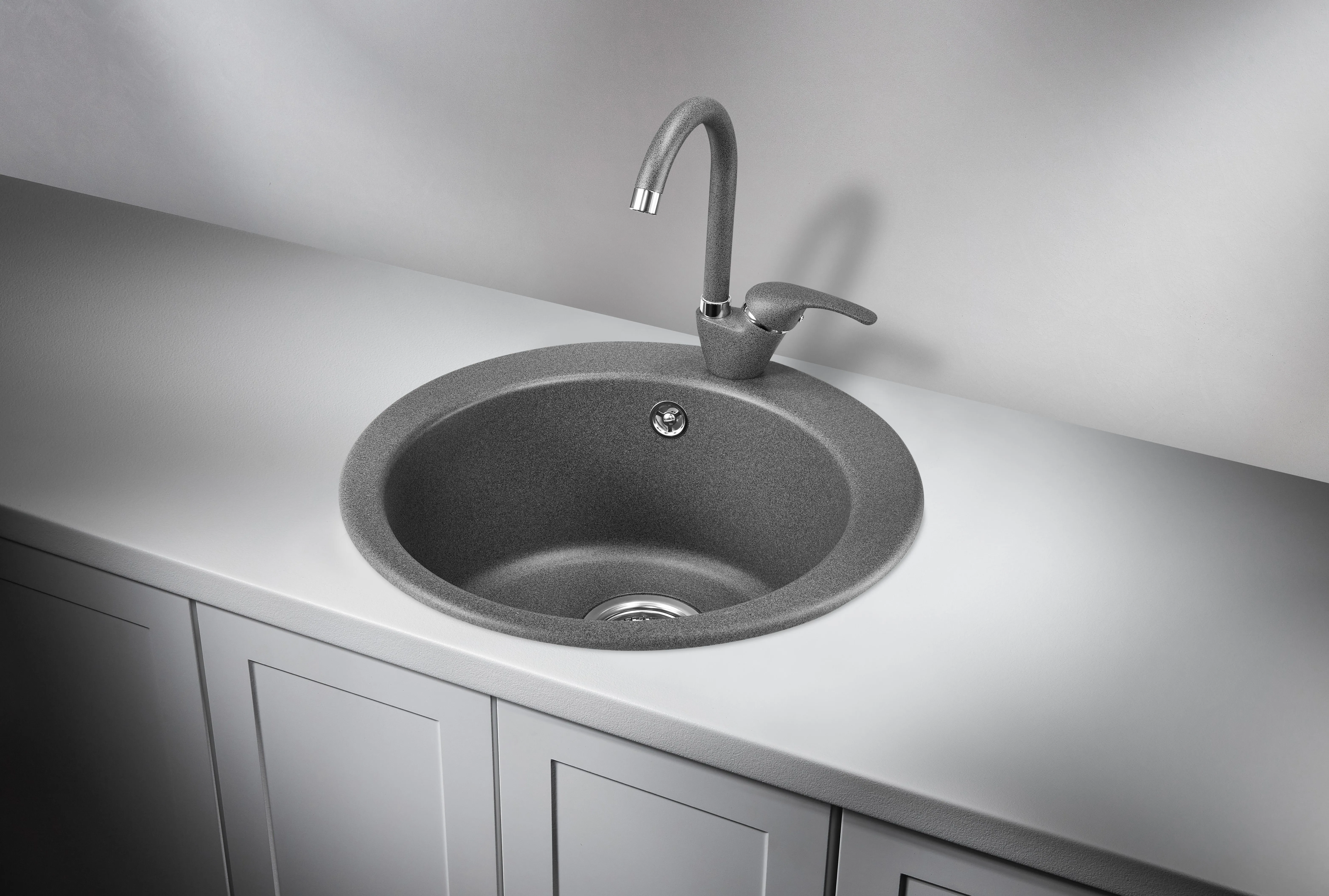 4801, ГРАФИТ (ЧЁРНО-СЕРЫЙ), кухонная мойка, кварц