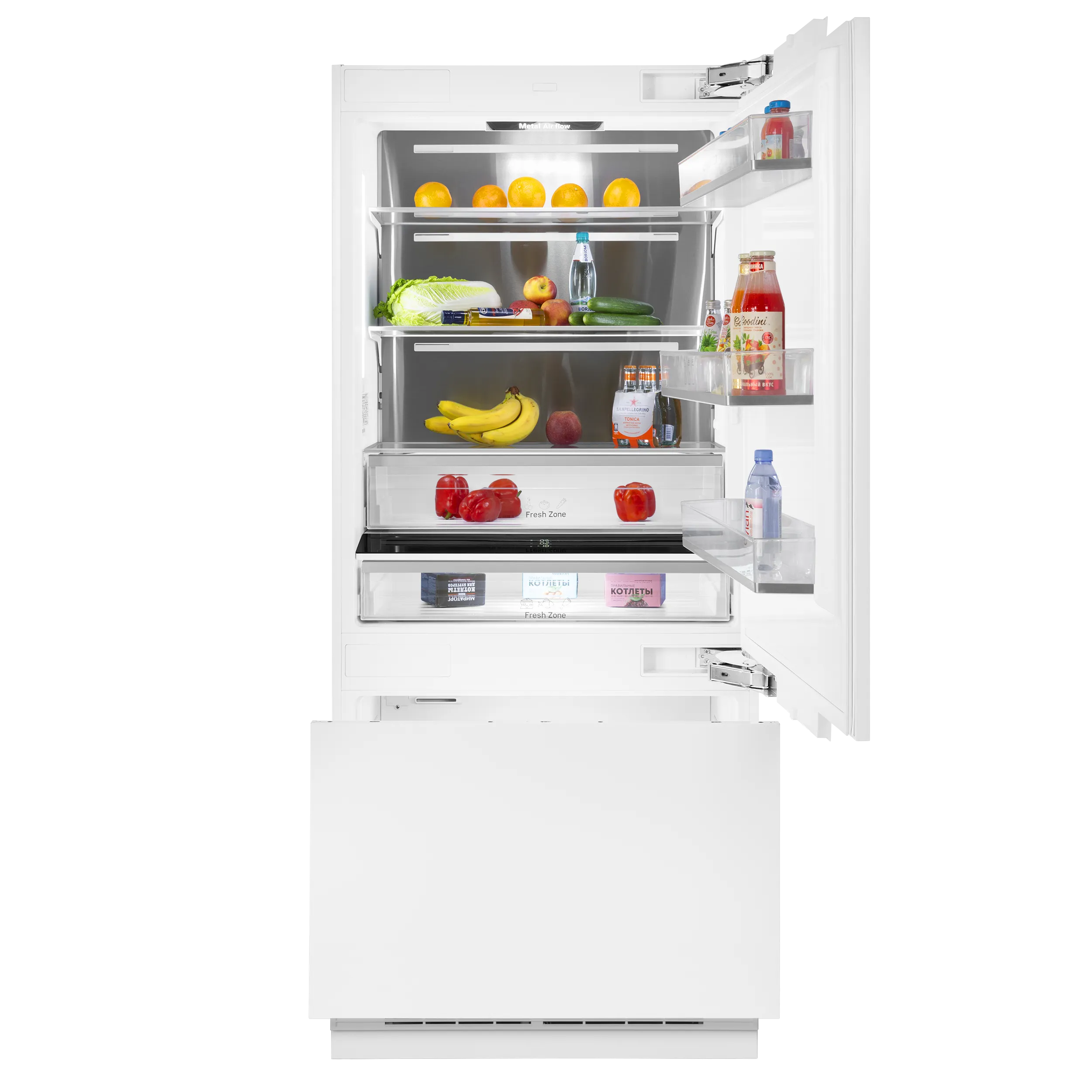 Встраиваемый холодильник NO FROST с инвертором и выдвижной морозильной камерой MAUNFELD MBF212NFW1 Inverter Белый