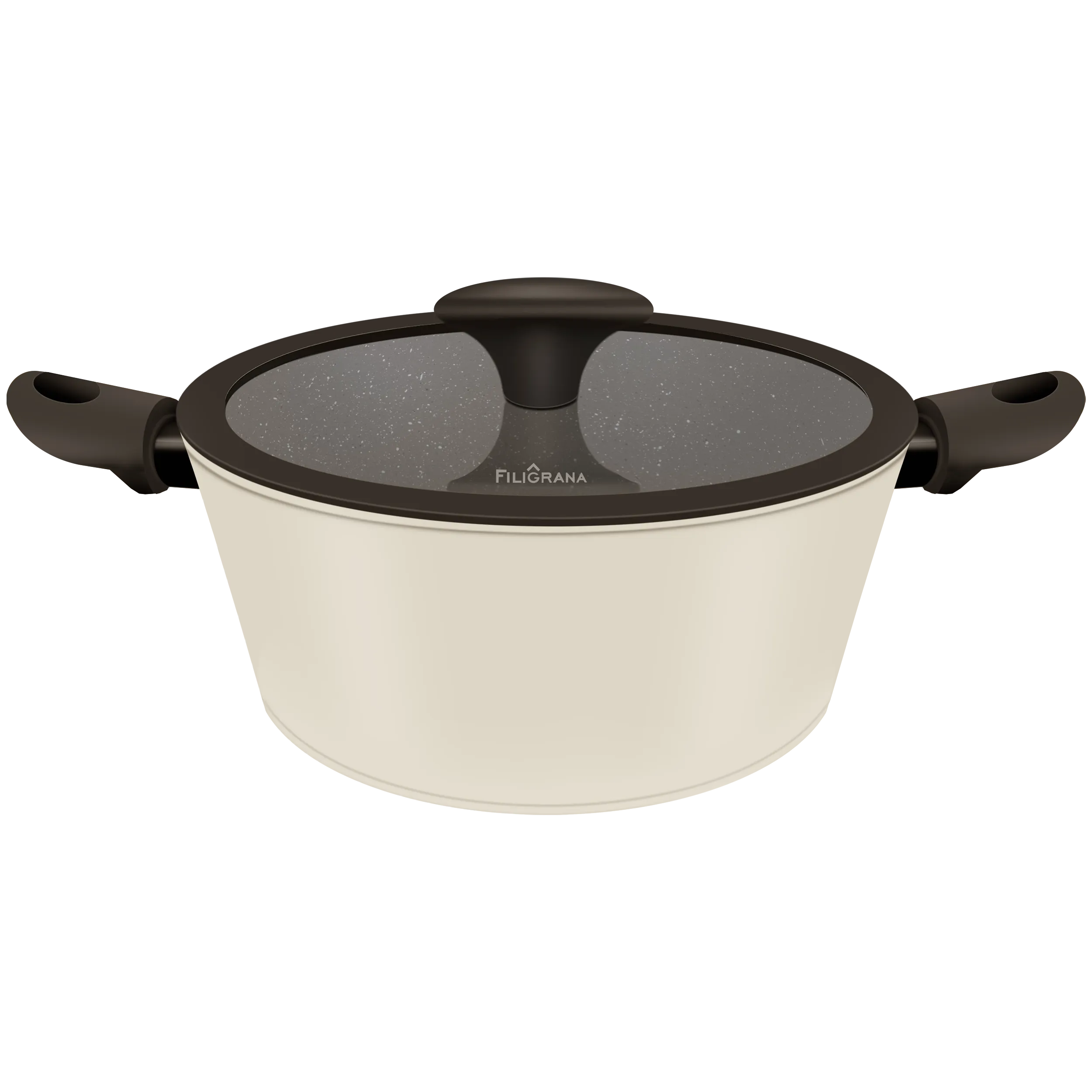 Кастрюля FILIGRANA EDDA FG24EDD01CS из кованого алюминия со стеклянной крышкой, 24 см Бежевый