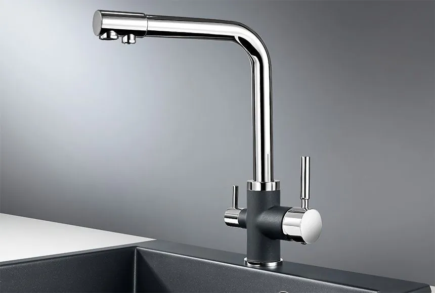 3015, XРОМ/ШВАРЦ (чёрный металлик), СМЕСИТЕЛЬ КУХОННЫЙ