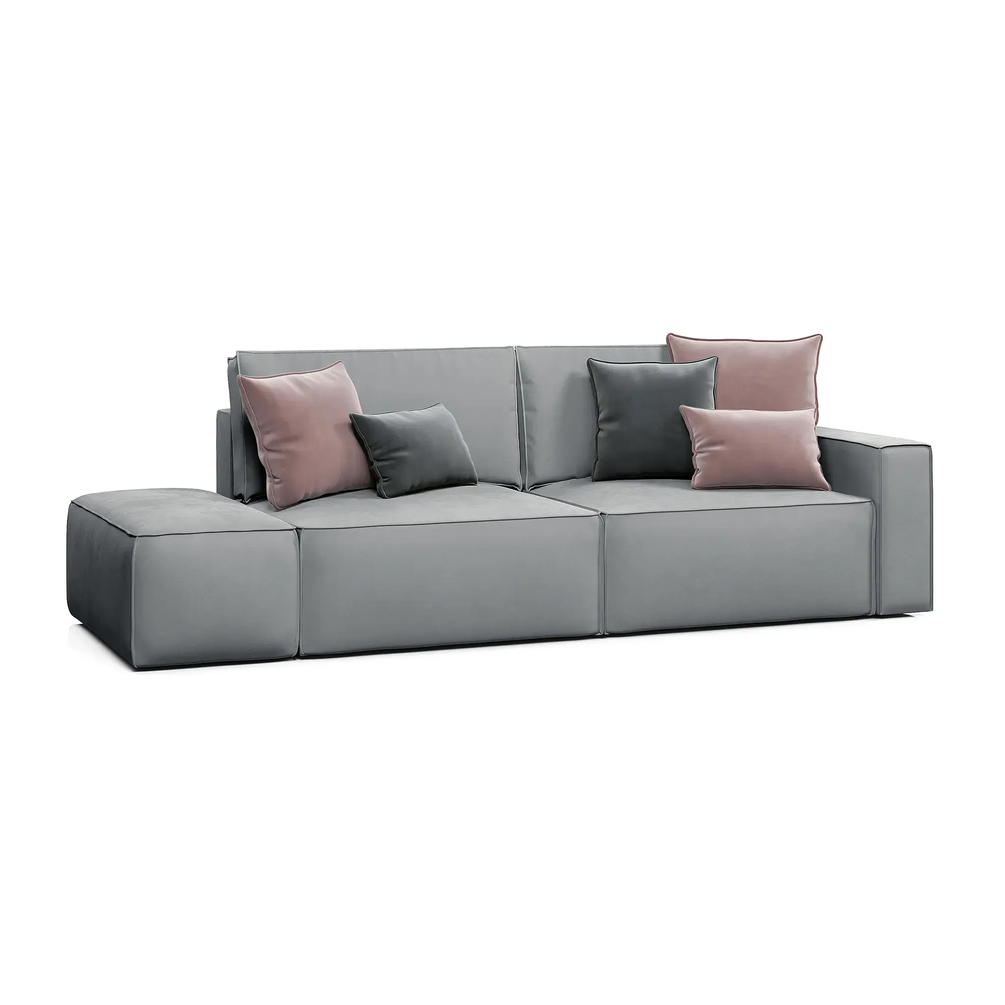 КОРСО Диван прямой с банкеткой, серый