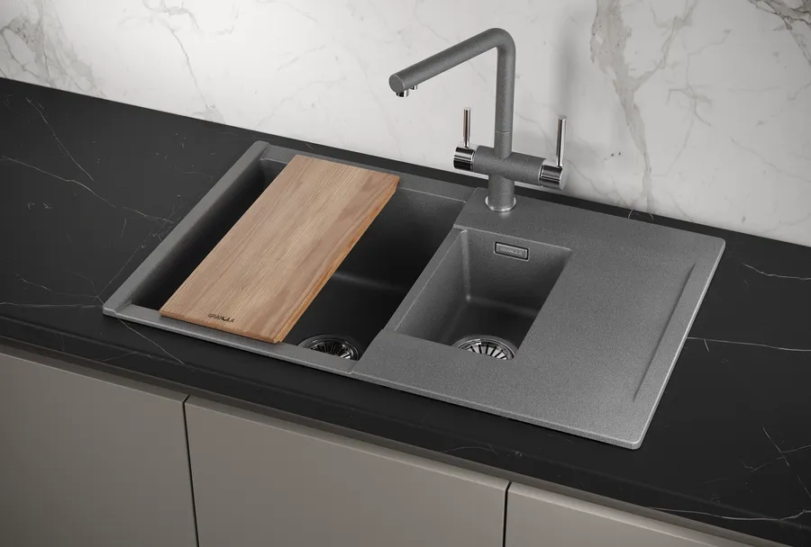 ES-7808, ГРАФИТ, кухонная мойка, кварц, ESTETICA