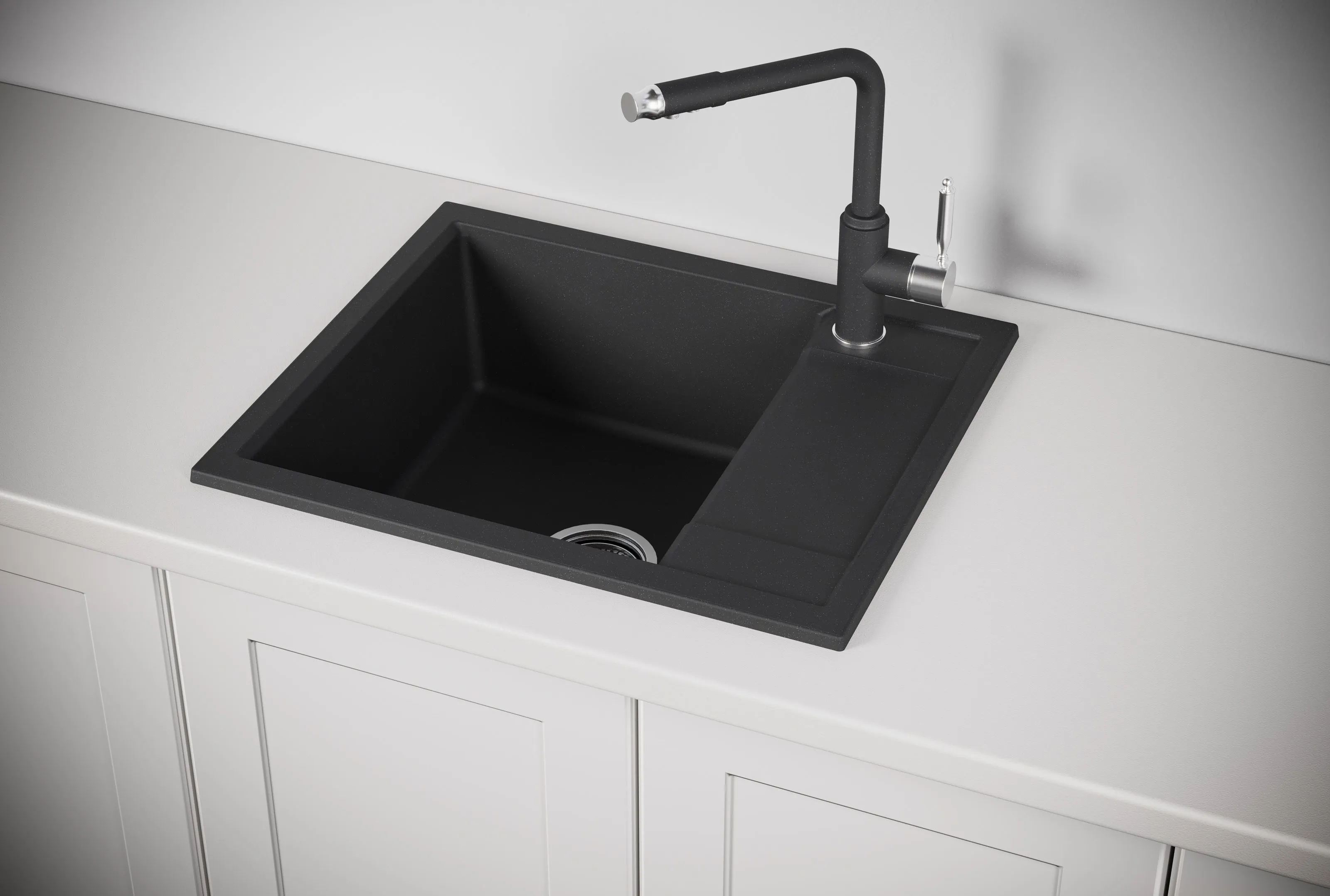 6002, ЧЁРНЫЙ, кухонная мойка, кварц