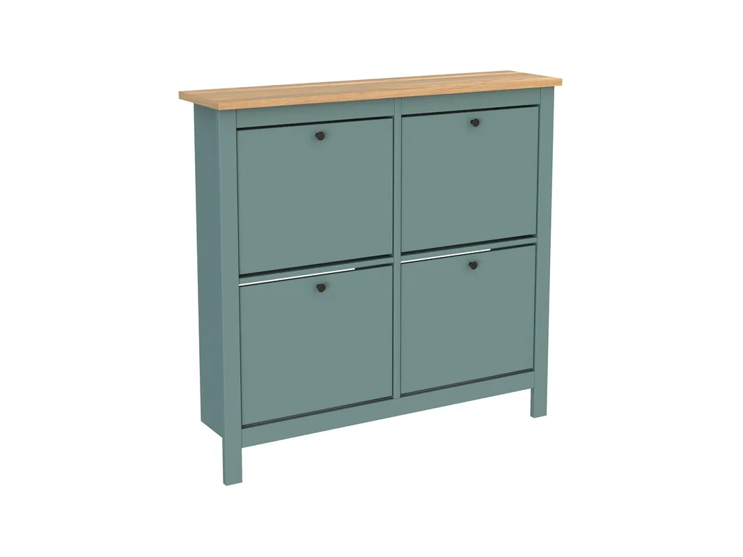 2.08.10.180.16 САГА тумба для обуви 113х108 темно-бирюзовая/ясень