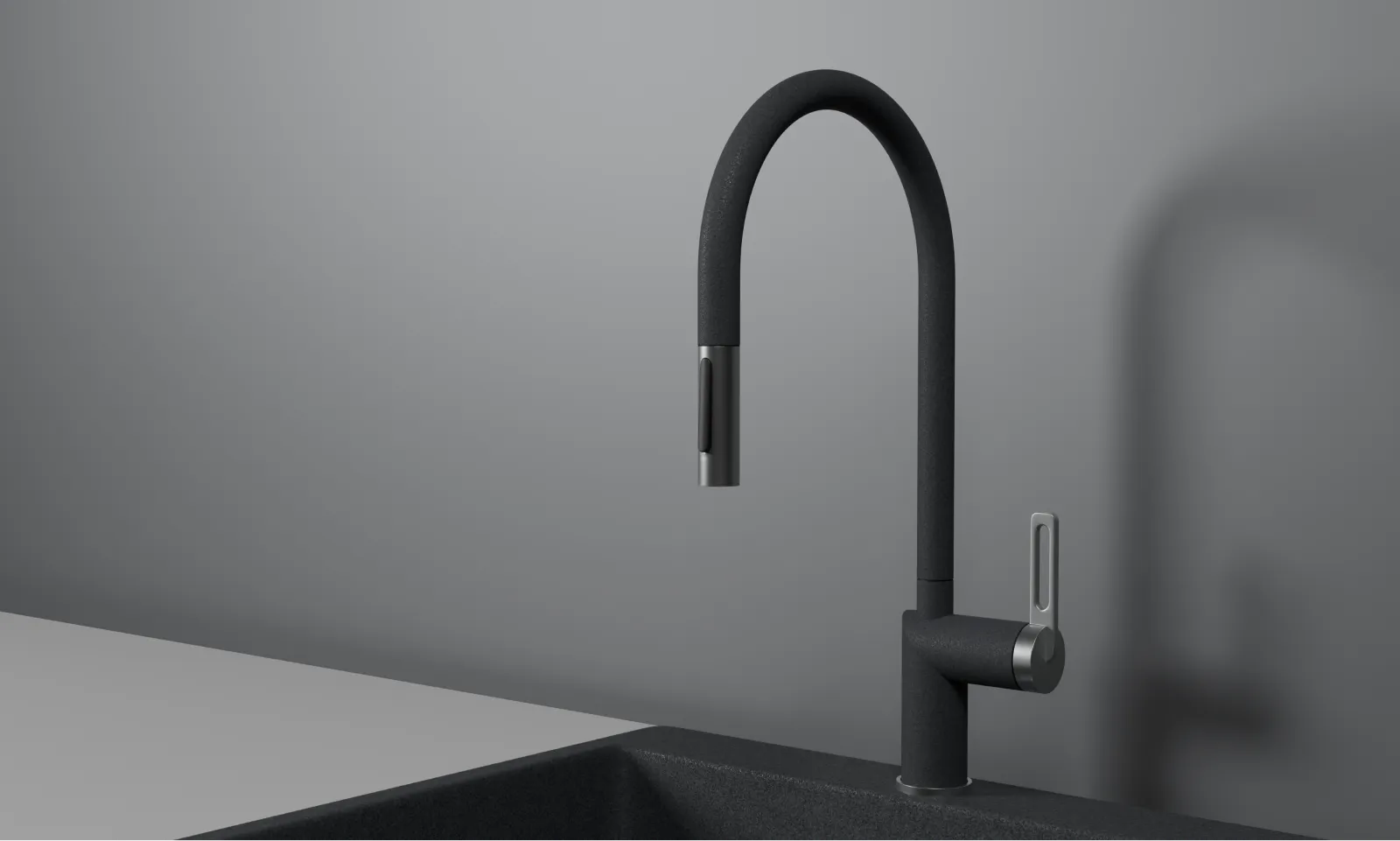 GR-8172, ГРАФИТ, СМЕСИТЕЛЬ КУХОННЫЙ С ВЫДВИЖНЫМ ИЗЛИВОМ