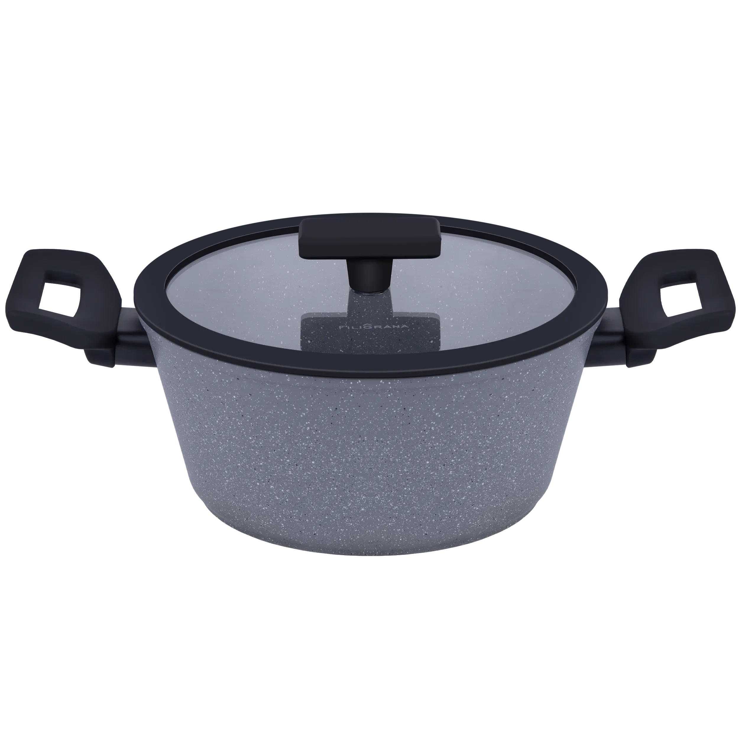 Кастрюля FILIGRANA SAGA FG24SGA01CS из кованого алюминия со стеклянной крышкой, 24 см Серый