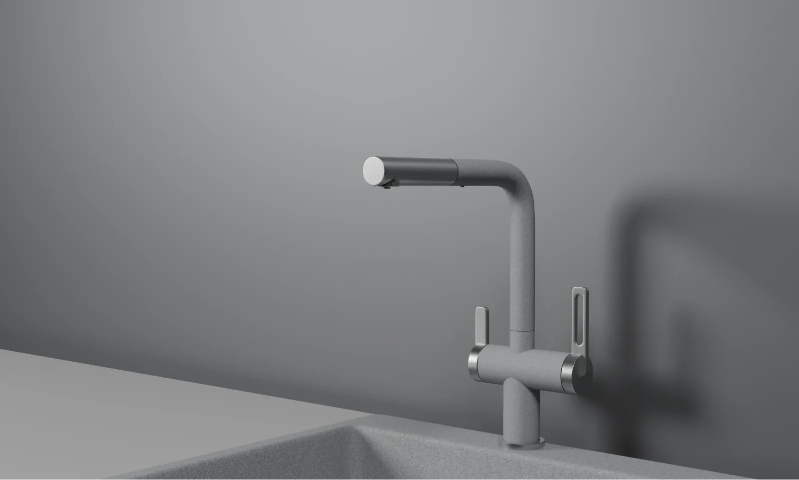 GR-8170, БАЗАЛЬТ, СМЕСИТЕЛЬ КУХОННЫЙ С ВЫДВИЖНЫМ ИЗЛИВОМ