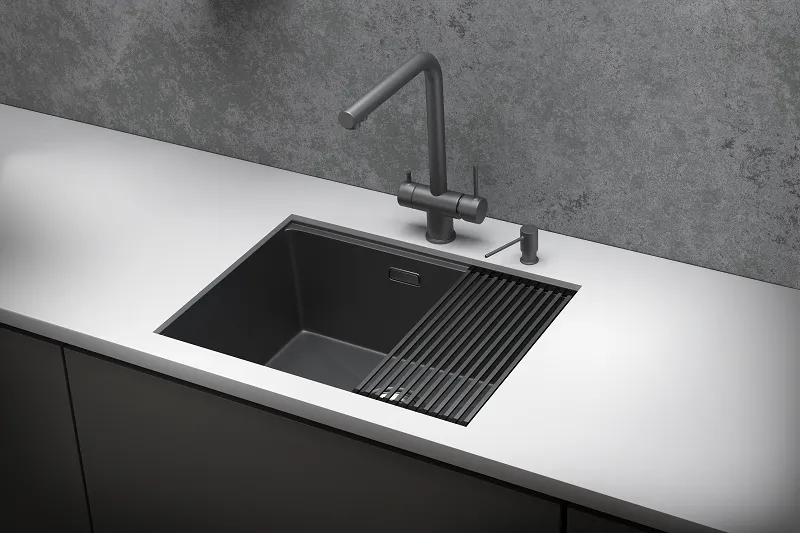 KS-6045U, ГРАФИТ МАТОВЫЙ, стальная кухонная мойка KITCHEN SPACE