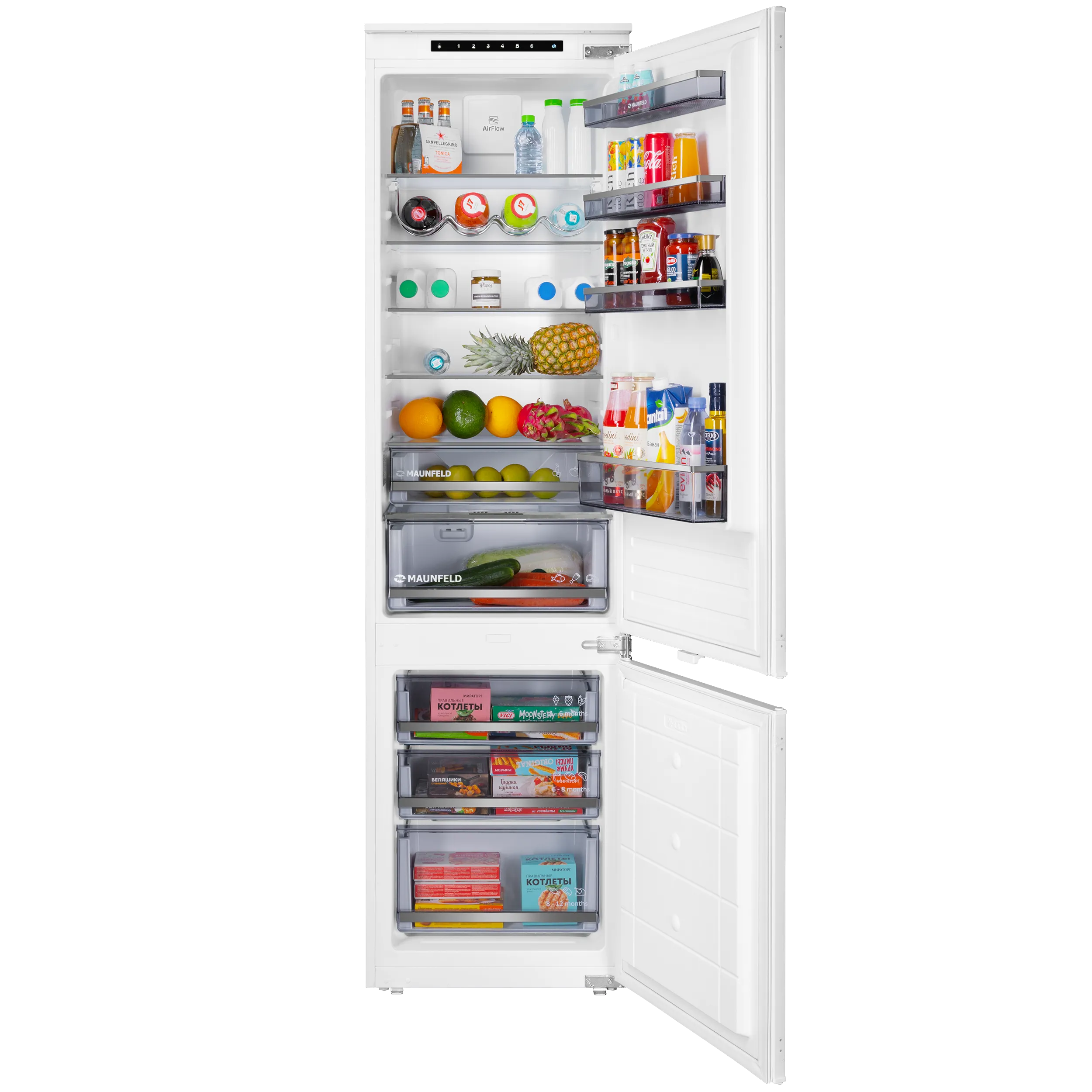 Встраиваемый холодильник LOW FROST с инвертором MAUNFELD MBF193SLFWGR Inverter Белый