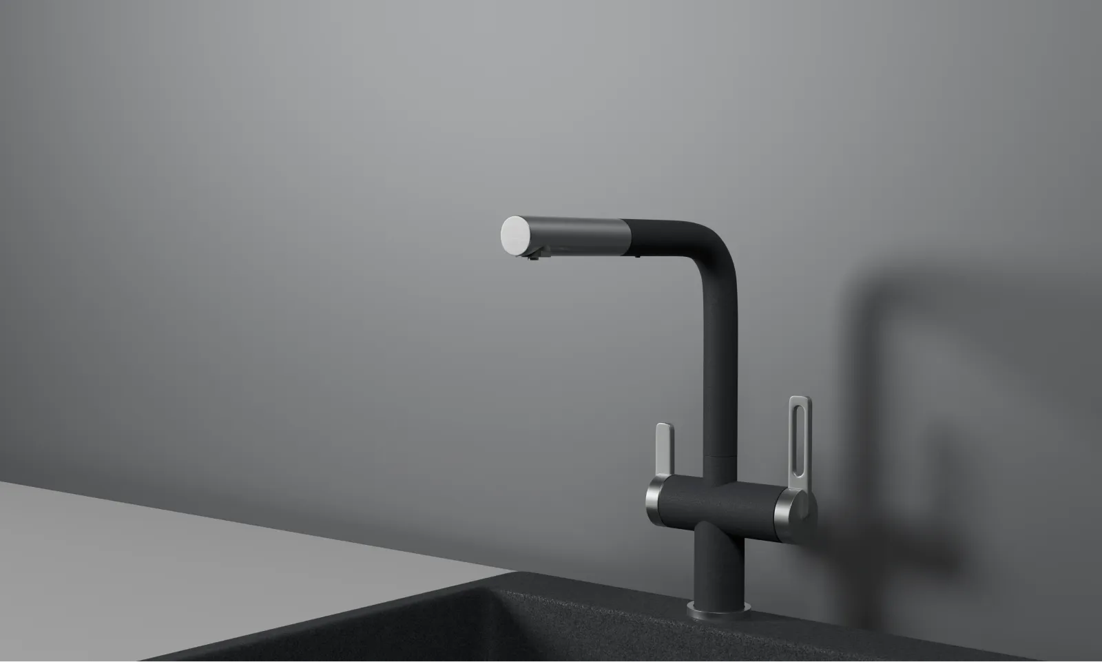 GR-8170, ГРАФИТ, СМЕСИТЕЛЬ КУХОННЫЙ С ВЫДВИЖНЫМ ИЗЛИВОМ