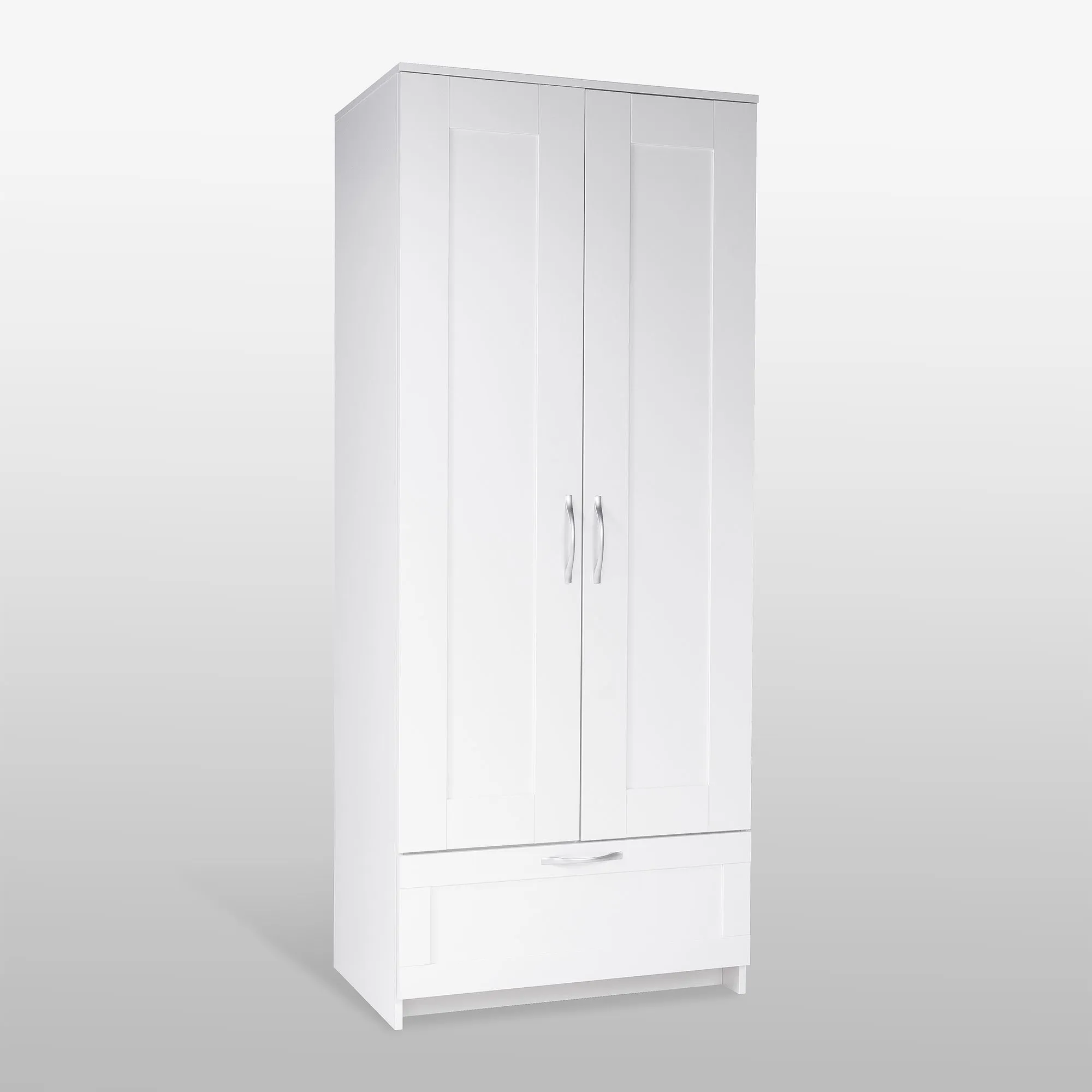 2.02.01.240.1 СИРИУС шкаф для одежды 2 двери и 1 ящик белый RU