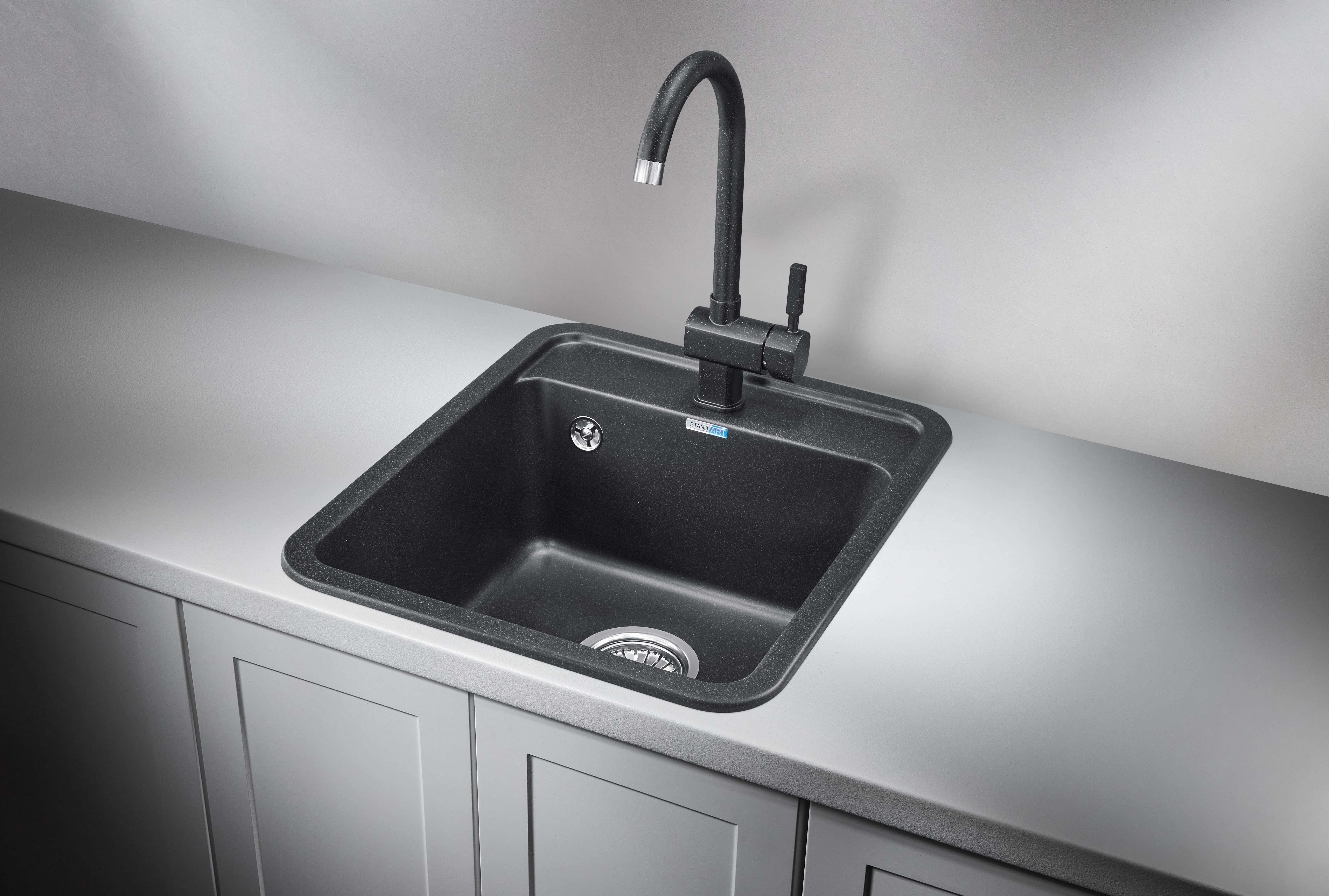 4202, ЧЁРНЫЙ, кухонная мойка, СтандАРТ кварц