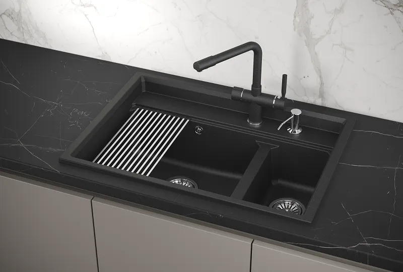 KS-7302, ЧЁРНЫЙ  кухонная мойка, кварц