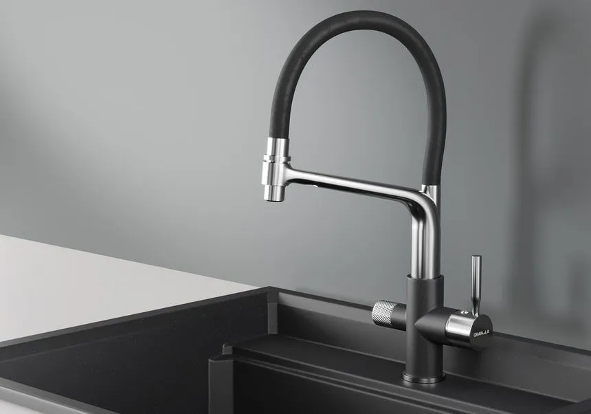 0075, ЧЁРНЫЙ, СМЕСИТЕЛЬ КУХОННЫЙ