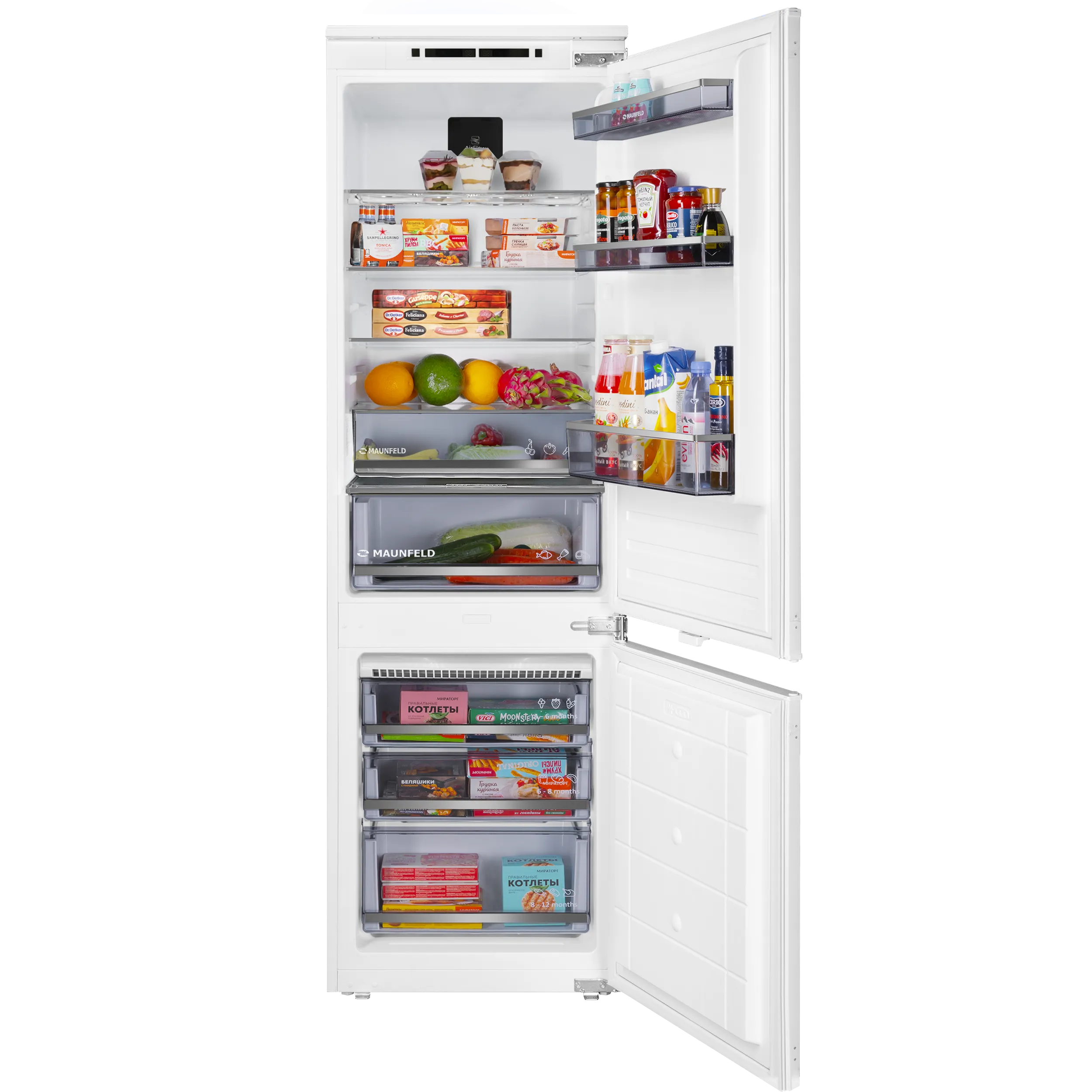 Встраиваемый холодильник NO FROST с инвертором MAUNFELD MBF177NFFWGR Inverter Белый