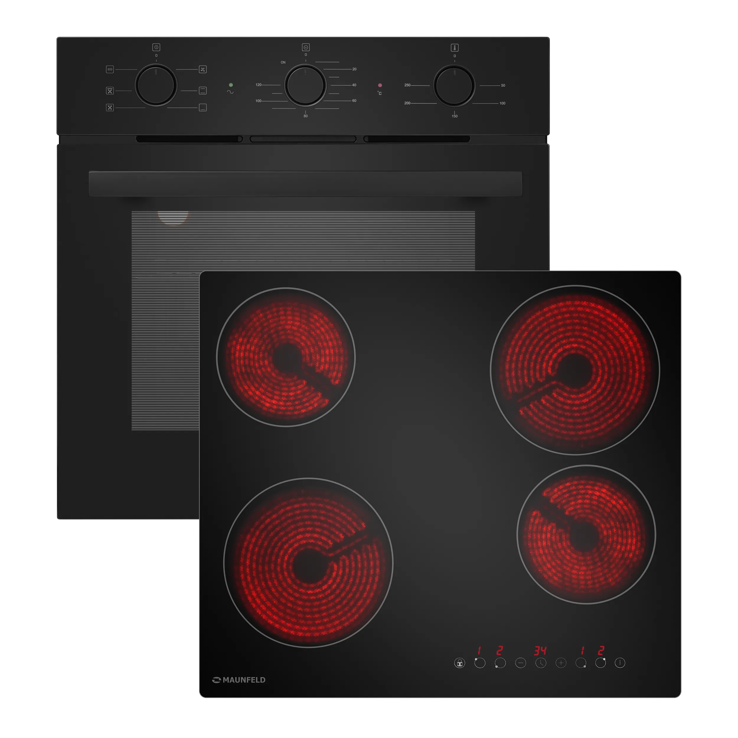 Комплект MAUNFELD Basel (Духовой шкаф AEOF6060B2 - 1шт., Варочная панель AVCE594STBK -1 шт.) Черный