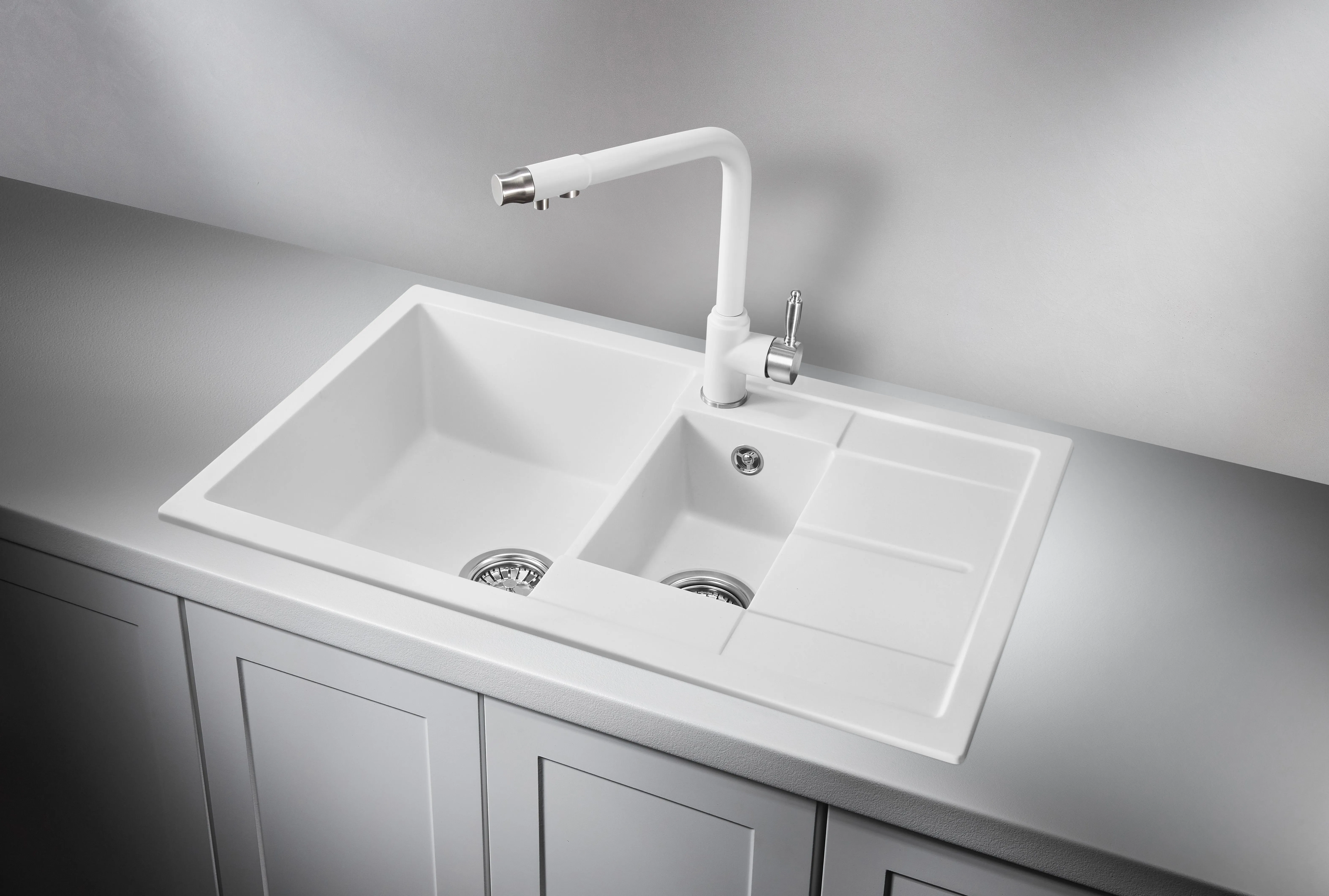 7802, АРКТИК (БЕЛЫЙ), кухонная мойка, кварц