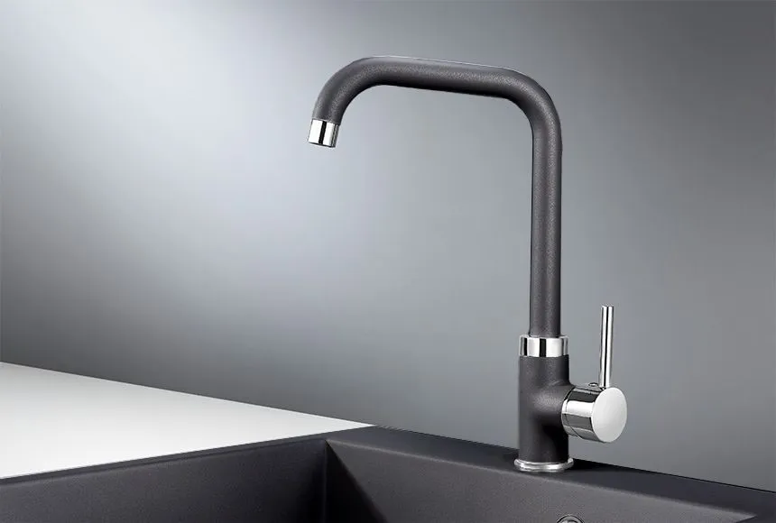 0041, ШВАРЦ (чёрный металлик), СМЕСИТЕЛЬ КУХОННЫЙ