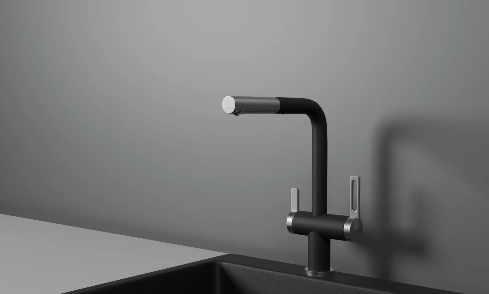 GR-8170, ШВАРЦ, СМЕСИТЕЛЬ КУХОННЫЙ С ВЫДВИЖНЫМ ИЗЛИВОМ