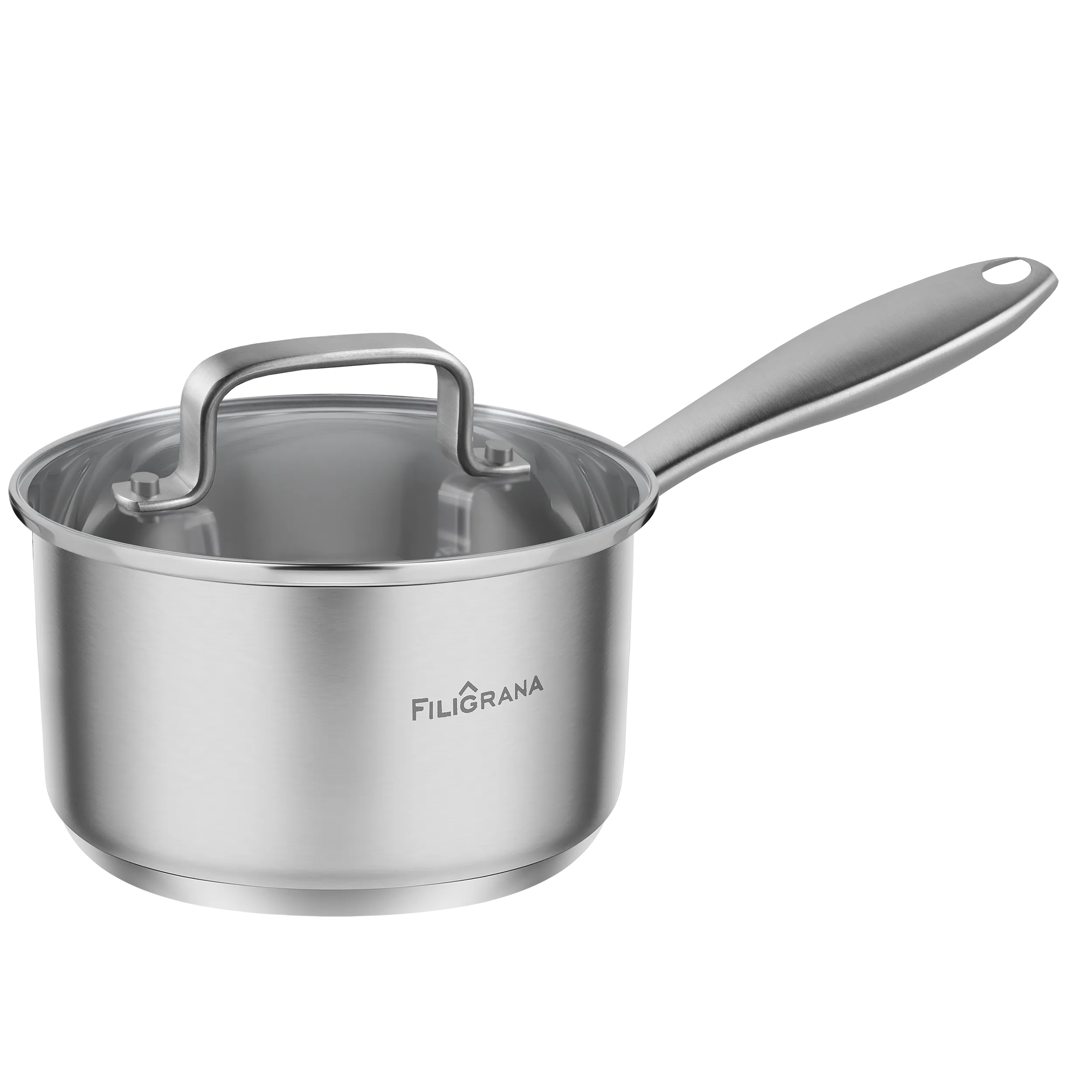 Ковш FILIGRANA MOLLY FG18MLL01SP из нержавеющей стали со стеклянной крышкой, 16 см, 1,8  л. Нержавеющая сталь