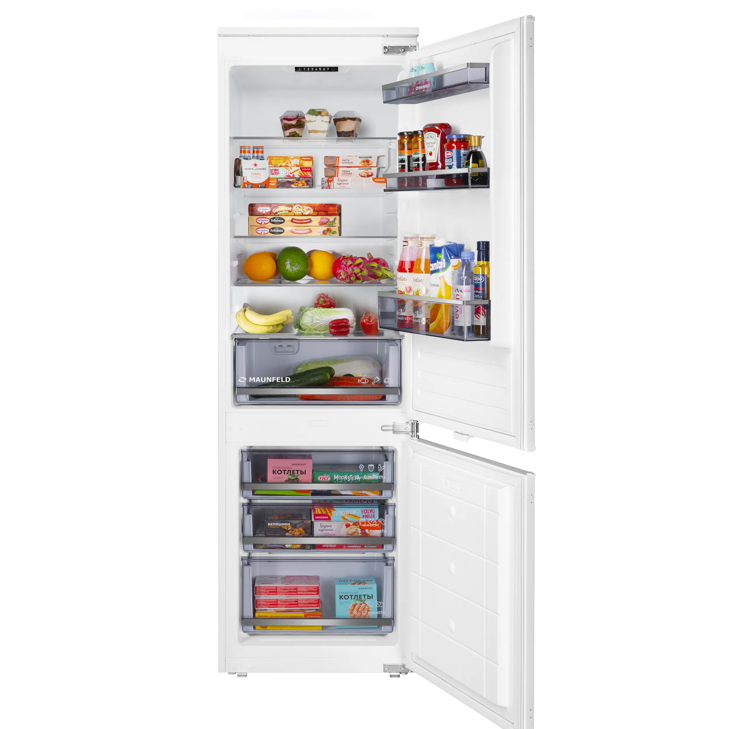 Встраиваемый холодильник с инвертором MAUNFELD MBF177SWGR Inverter Белый