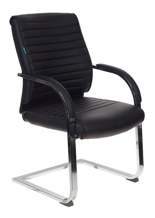 Кресло Бюрократ T-8010-Low-V черный экокожа низк.спин. полозья металл хром