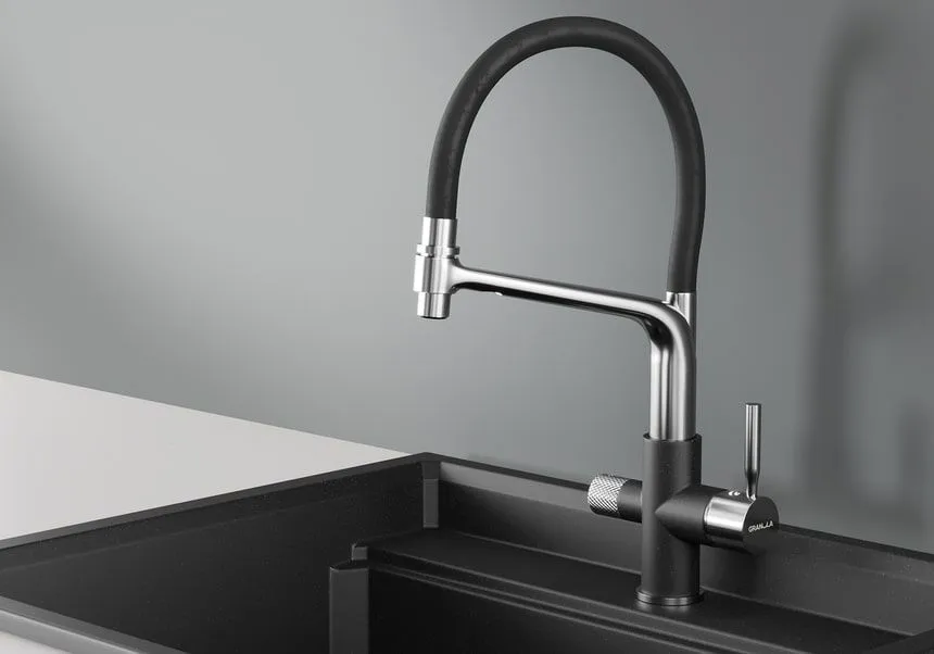 0075, ШВАРЦ (чёрный металлик), СМЕСИТЕЛЬ КУХОННЫЙ